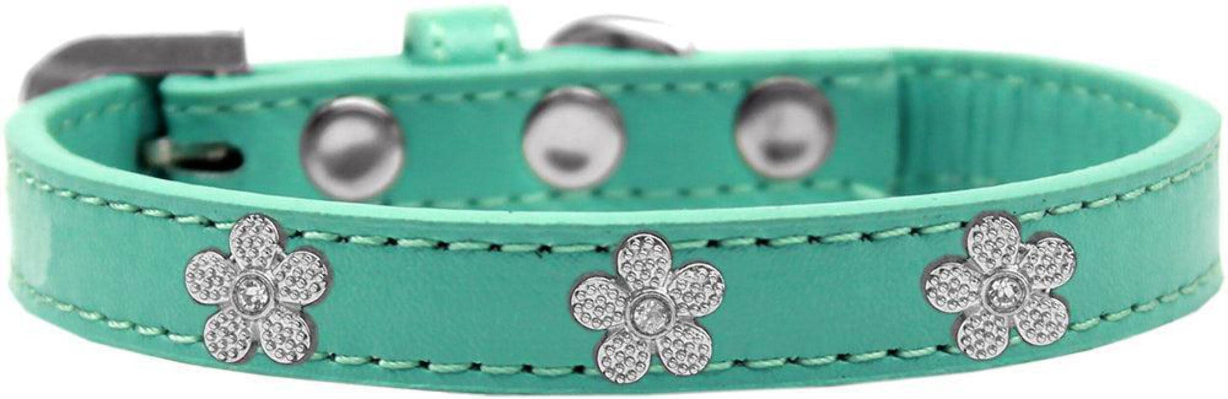 Mirage Pet Products 1 and 3 Heart Black Pet Collars with Pink Hearts, 3 Hearts, Size 10