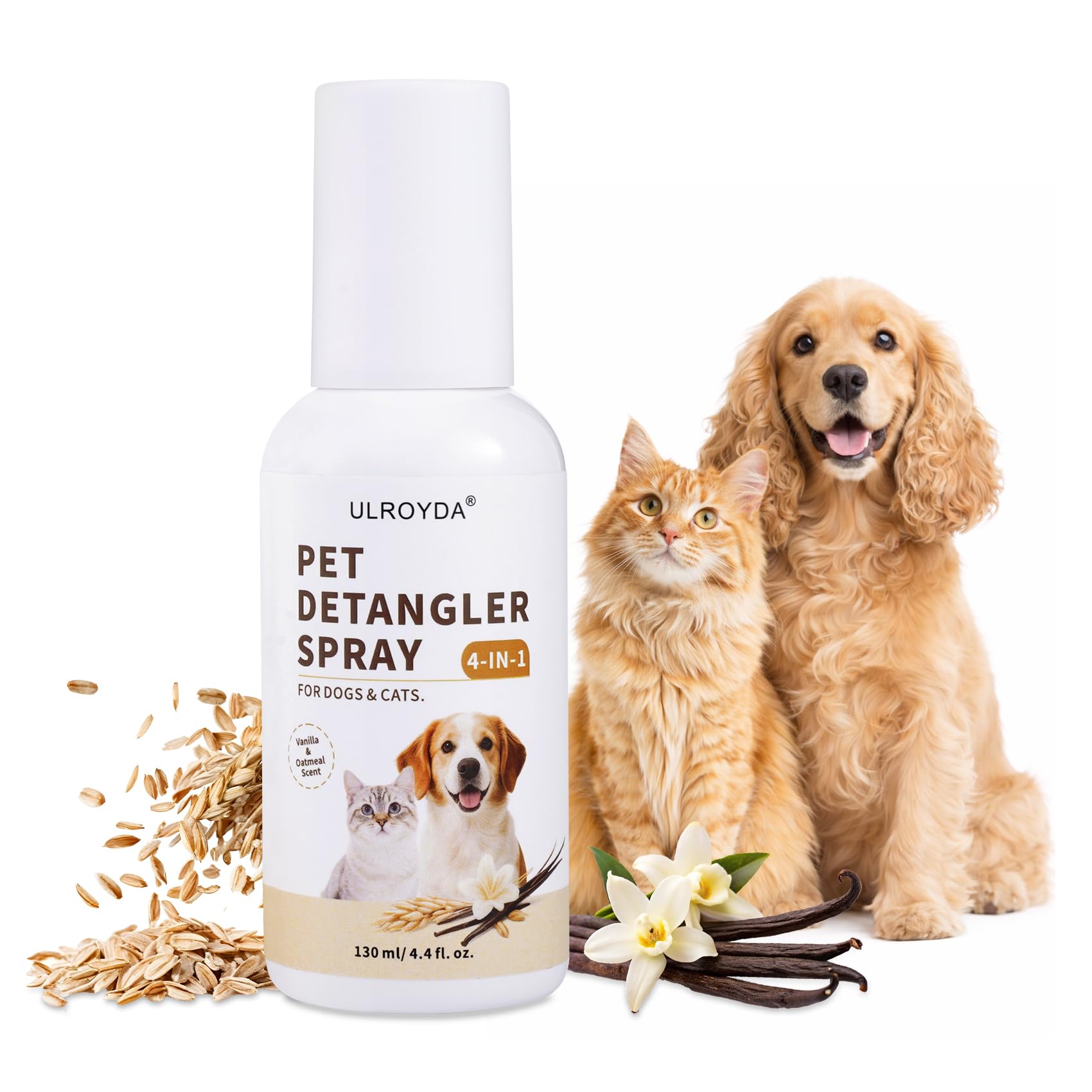 ulroyda 4-in-1 Dog Detangler & Leave-in Conditioner | Pet Dematting & Coat Conditioning Spray | Easier Grooming Mist for Doodles
