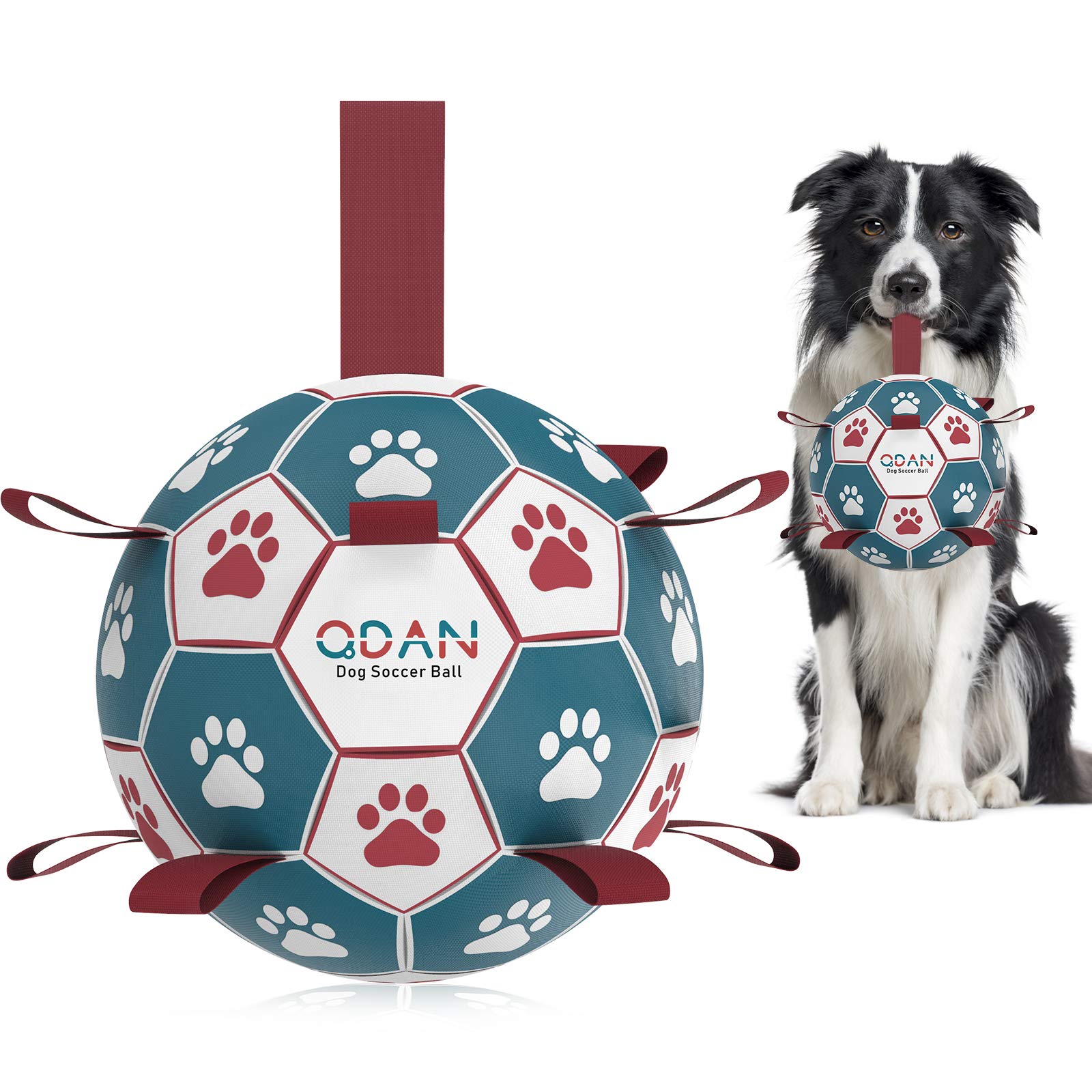 Qdan Dog Toys Soccer Ball, Interactive Dog Toys For Tug Of War, Dog Tug Toy, Dog Water Toy, Durable Dog Balls For Small & Medium