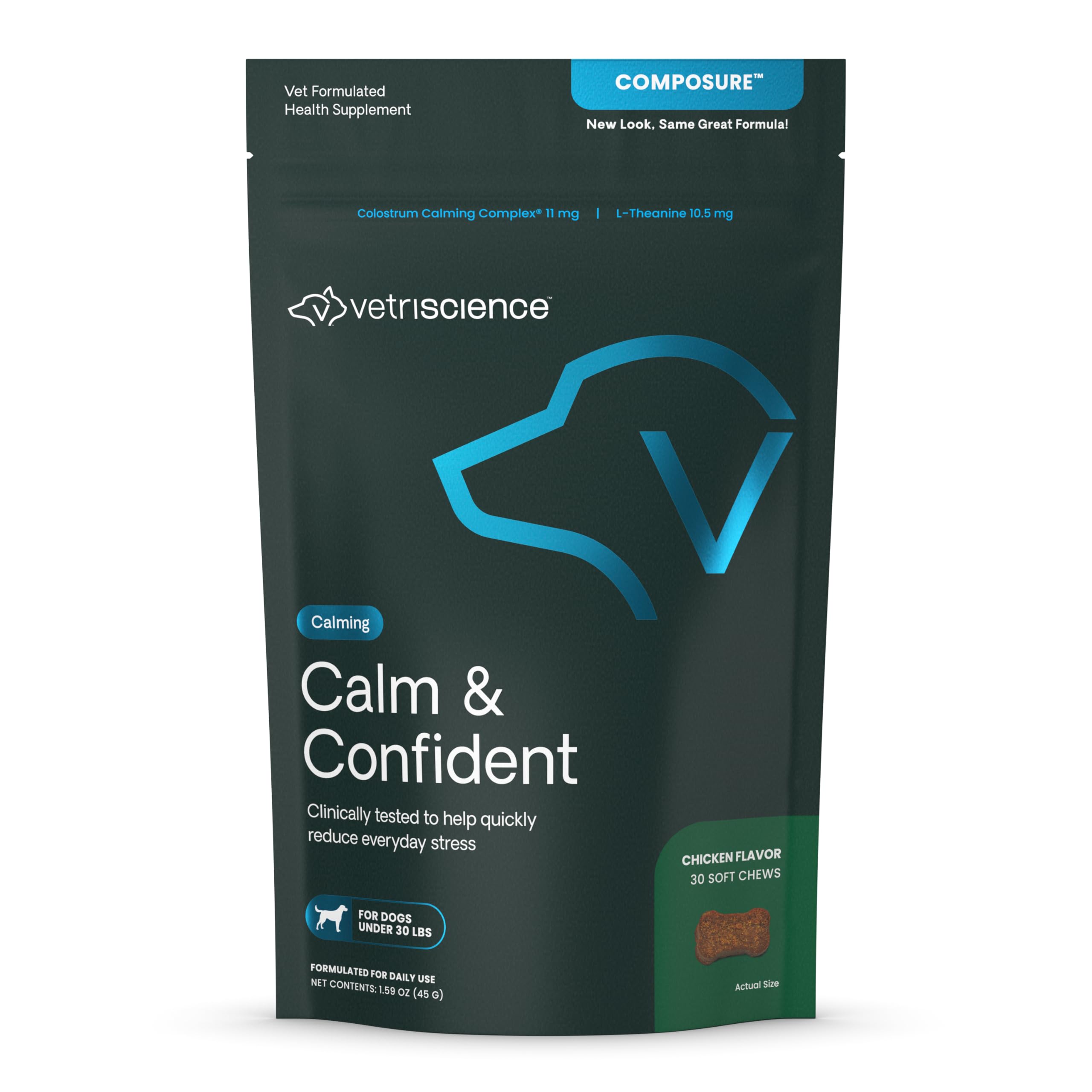 VETRISCIENCE Composure Calming Treats for Small Dogs and Puppies Anxiety, Separation Stress, Thunder and Barking - Yummy Chews P
