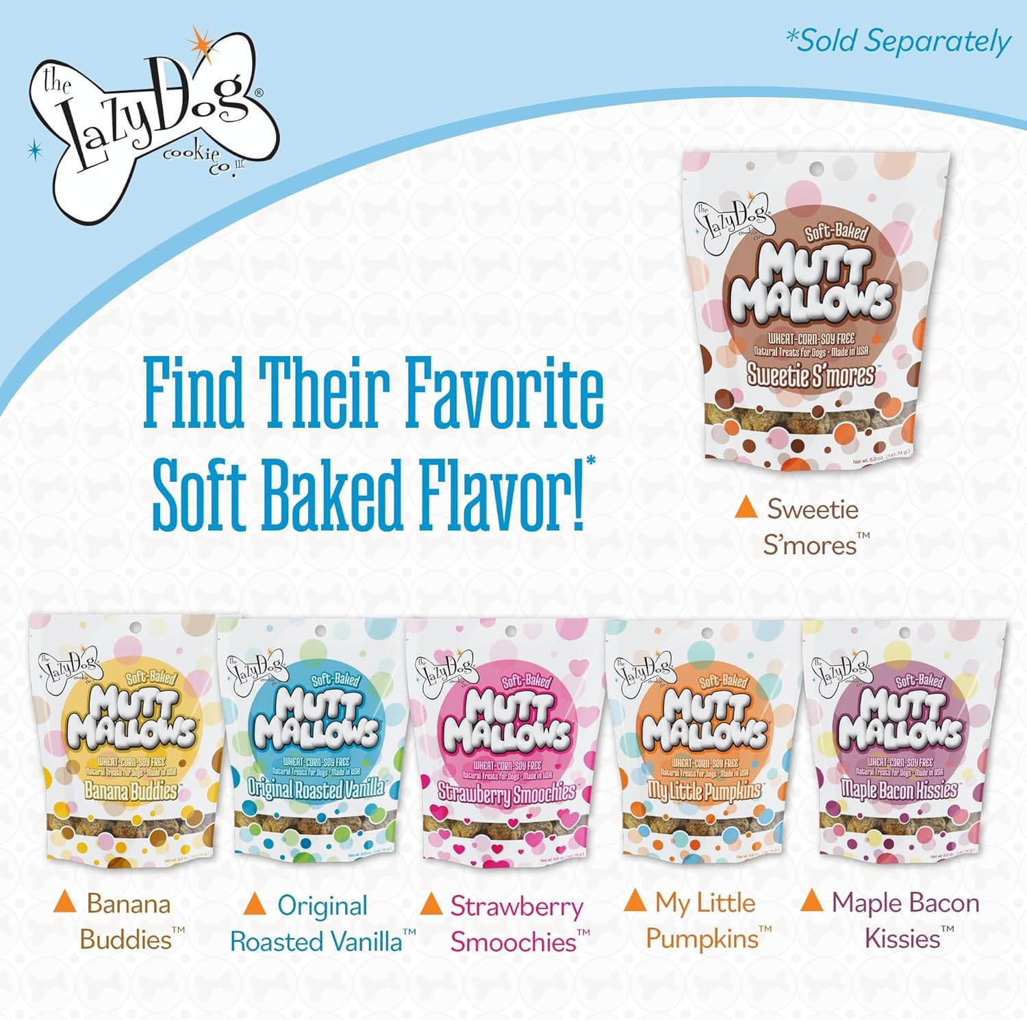 The Lazy Dog Cookie Co. Soft Dog Treats, Mutt Mallows Sweetie Smores, for Small, Medium and Large Dogs, Wheat-Free, Baked in The