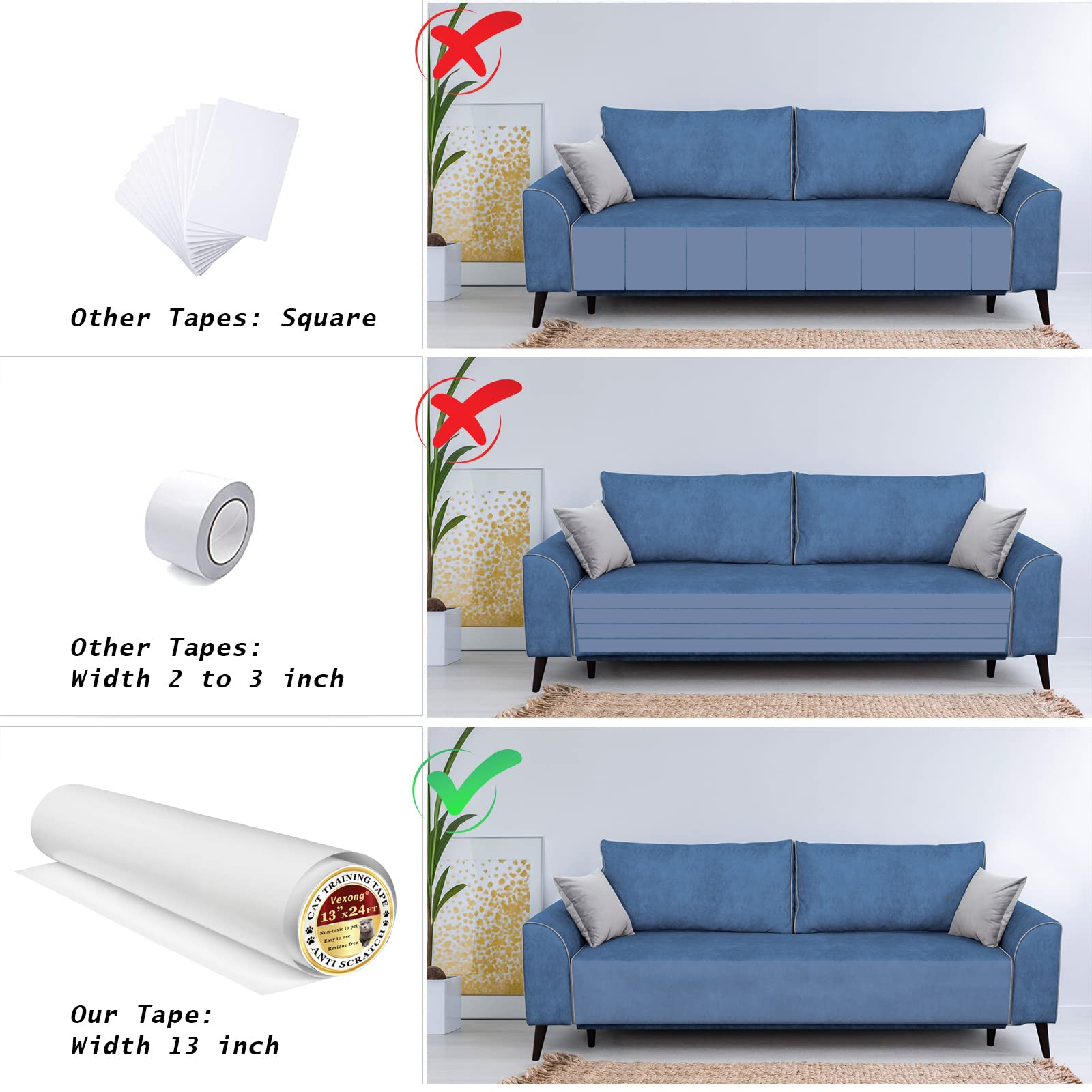 Anti Cat Scratch Furniture Protector, Thicken Couch Cover, Transparent Sticky Couch Protector for Cats and Dogs, Anti Cat Scratc