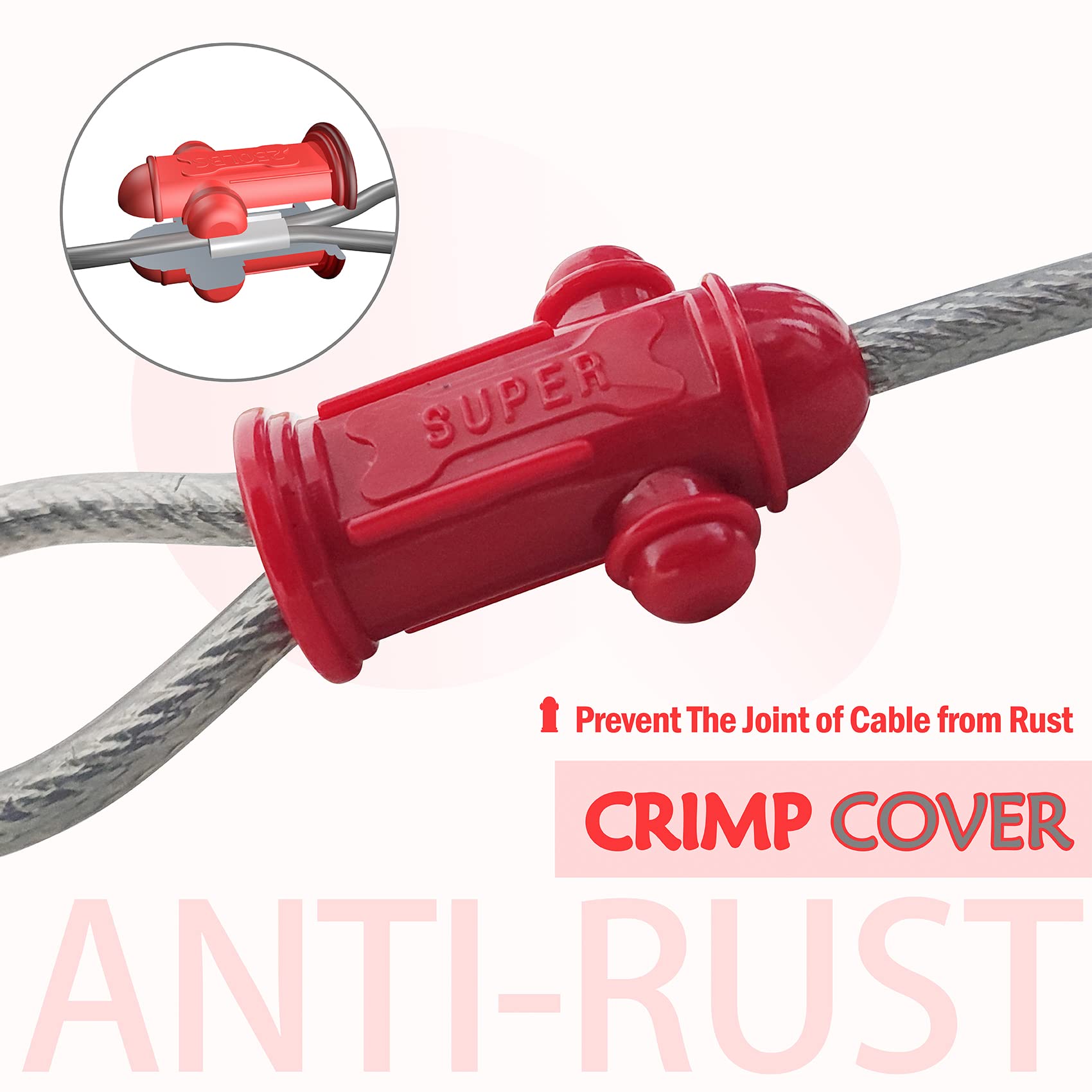 Petest Reflective Tie Out Cable With Crimp Cover For Super Dogs Up To 250 Pounds, 40 Feet