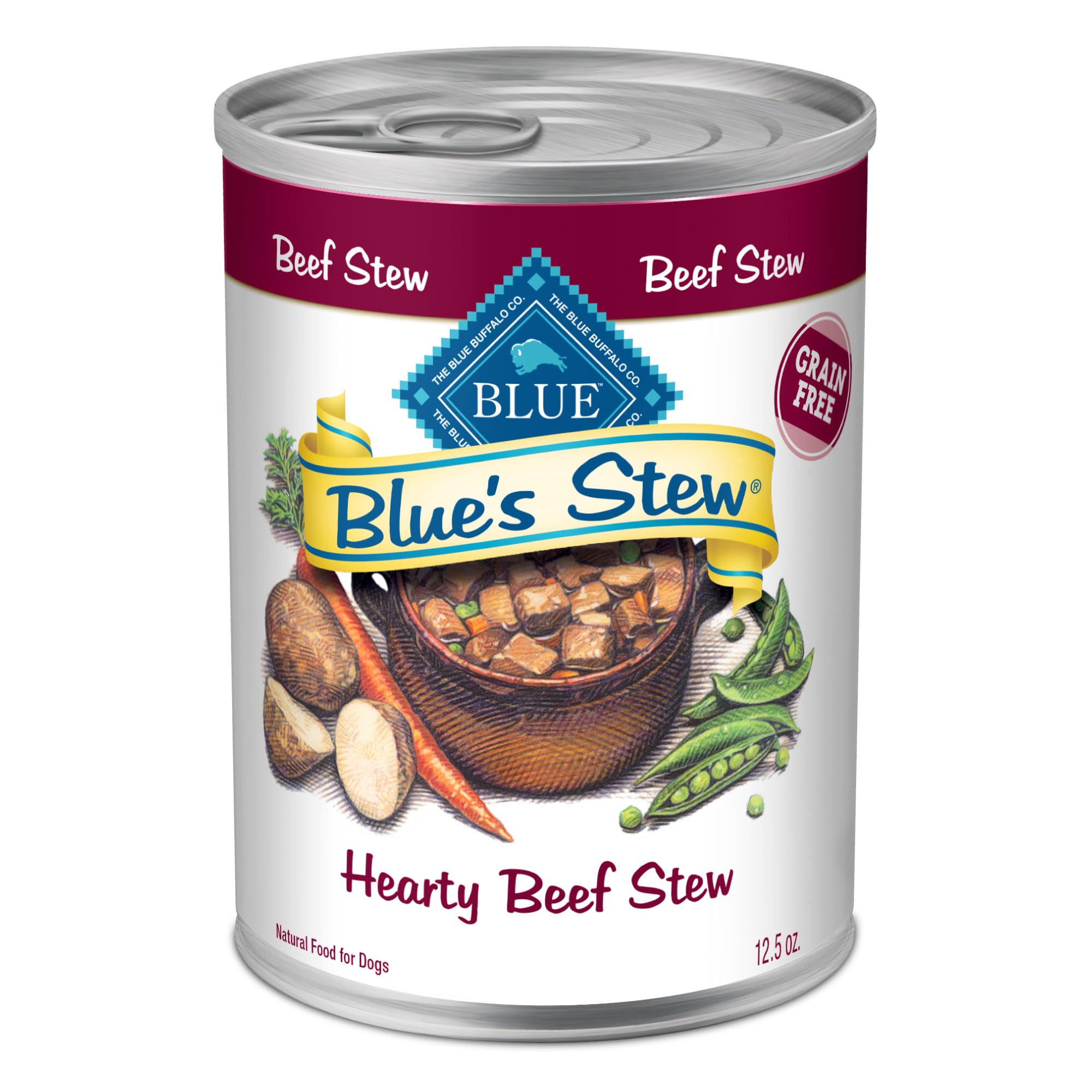Blue Buffalo Blue s Stew Grain-Free Wet Dog Food, Made with Natural Ingredients, Hearty Beef Stew, 12.5-oz. Cans (12 Count)
