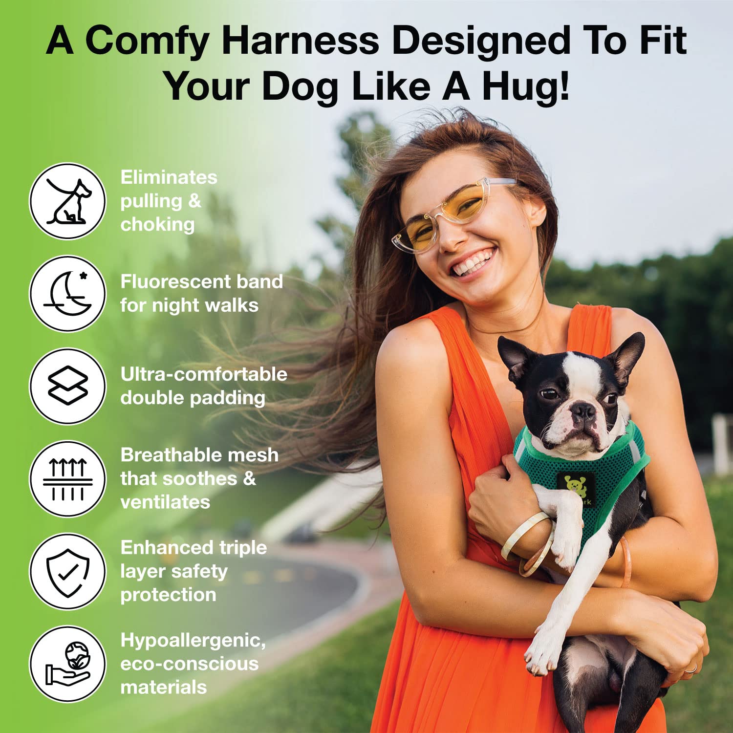 Ecobark Dog Harness - Teacup Dog Harnesses For Xxxs, Xxs, Xs, And Small Dogs - Step In Soft Mini Body Halter - Puppy Harness- Toy Breed Dog Harness Vest Under 5 Pounds Lbs (Xxxs, Forest Green)
