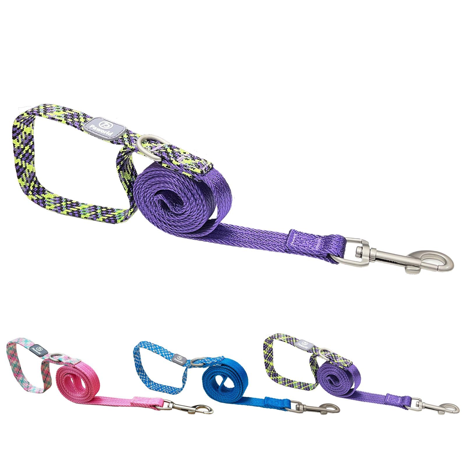 Paworld Dog Leash, 5 Ft Long Dog Lead, Dog Training Leash, Thickened Reflective Nylon Handle With D Ring For Small Medium Large 