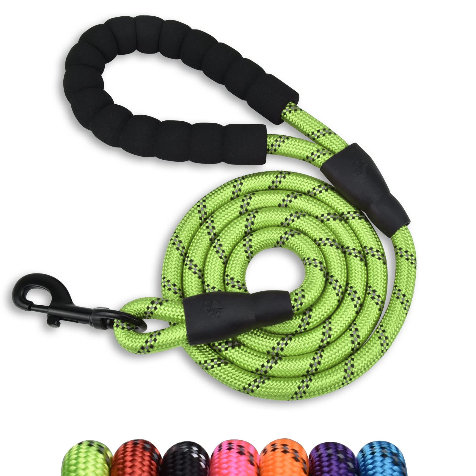Panykoo 5 Ft Strong Pet Dog Leash With Highly Reflective Threads,360-Degree No Tangles And Comfortable Padded Handle,Suitable For Small,Medium And Large Dogsds