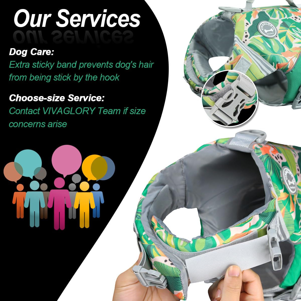 Vivaglory Sports Style Dog Life Jacket With Extra Flotation, Adjustable & Durable Swim Life Vest With Secure Fastening System For Small Dogs, Floral