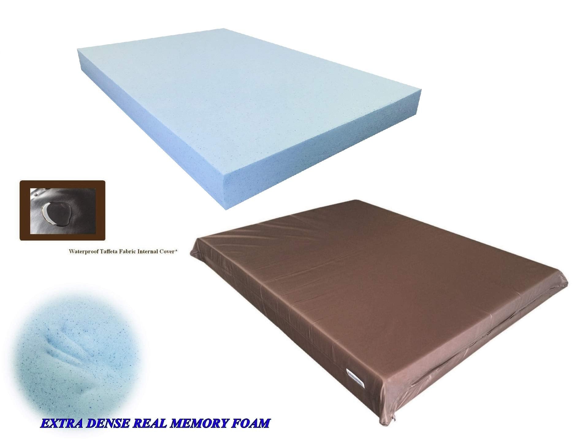 High Density Solid Blue Cooling Gel Infused Memory Foam Pad Dog Pet Bed + Internal Waterproof Cover (47X29X4 Inches (2Pack))