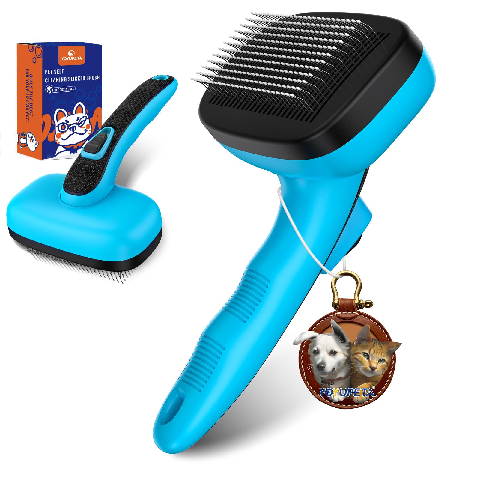 YOYUPETA Dog Self Cleaning Slicker Brush for Shedding, Ideal for Short Long Haired Dogs, Including Cat. Removes Loose Fur, Under