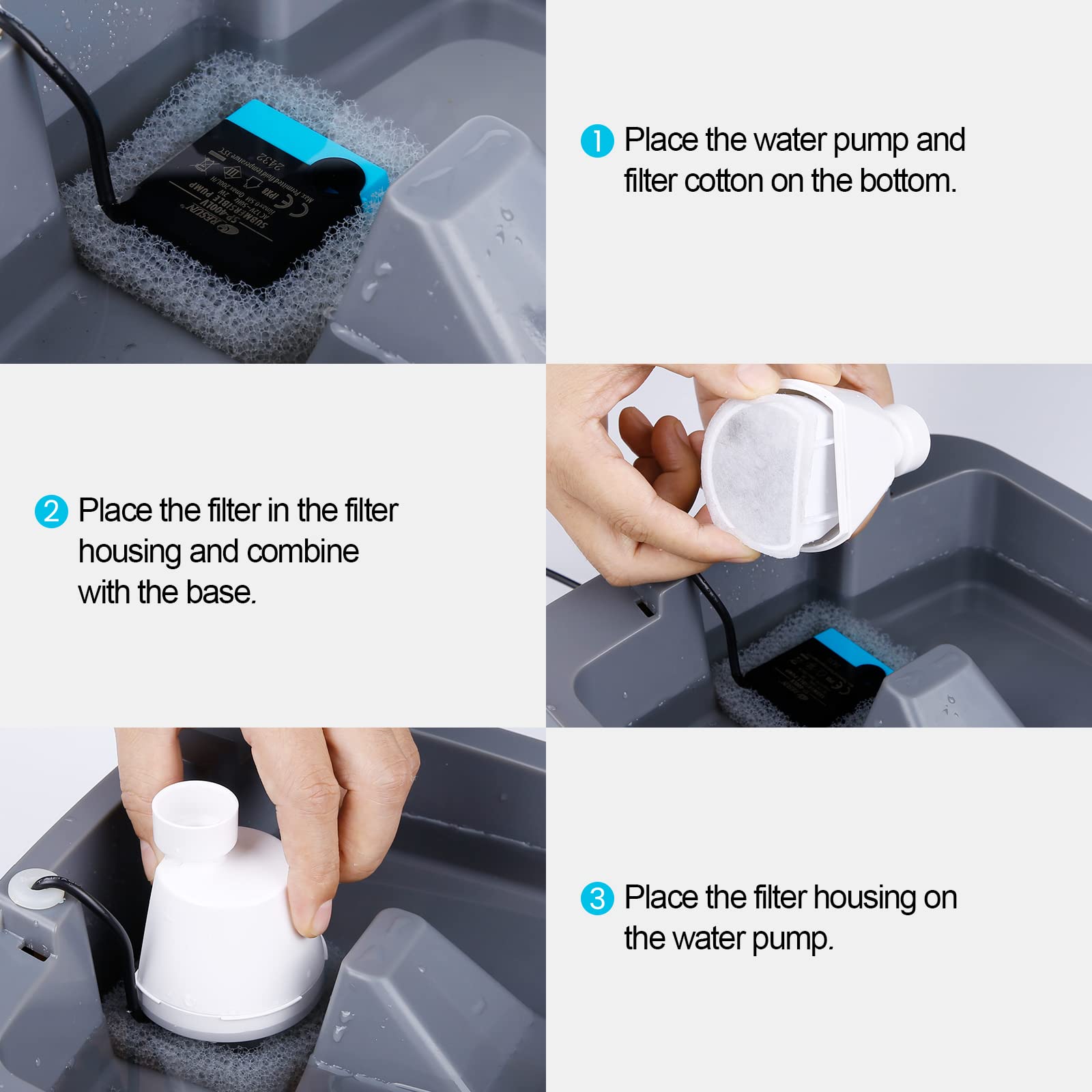 Sanklev 2 Pack Filter Housing Replacement For Ceramic Pagoda, 1/2 Gallon, 1 Gallon, 2 Gallon, Butterfly, Avalon, Seascape, Sedona, Seaside And Creekside Pet Fountains