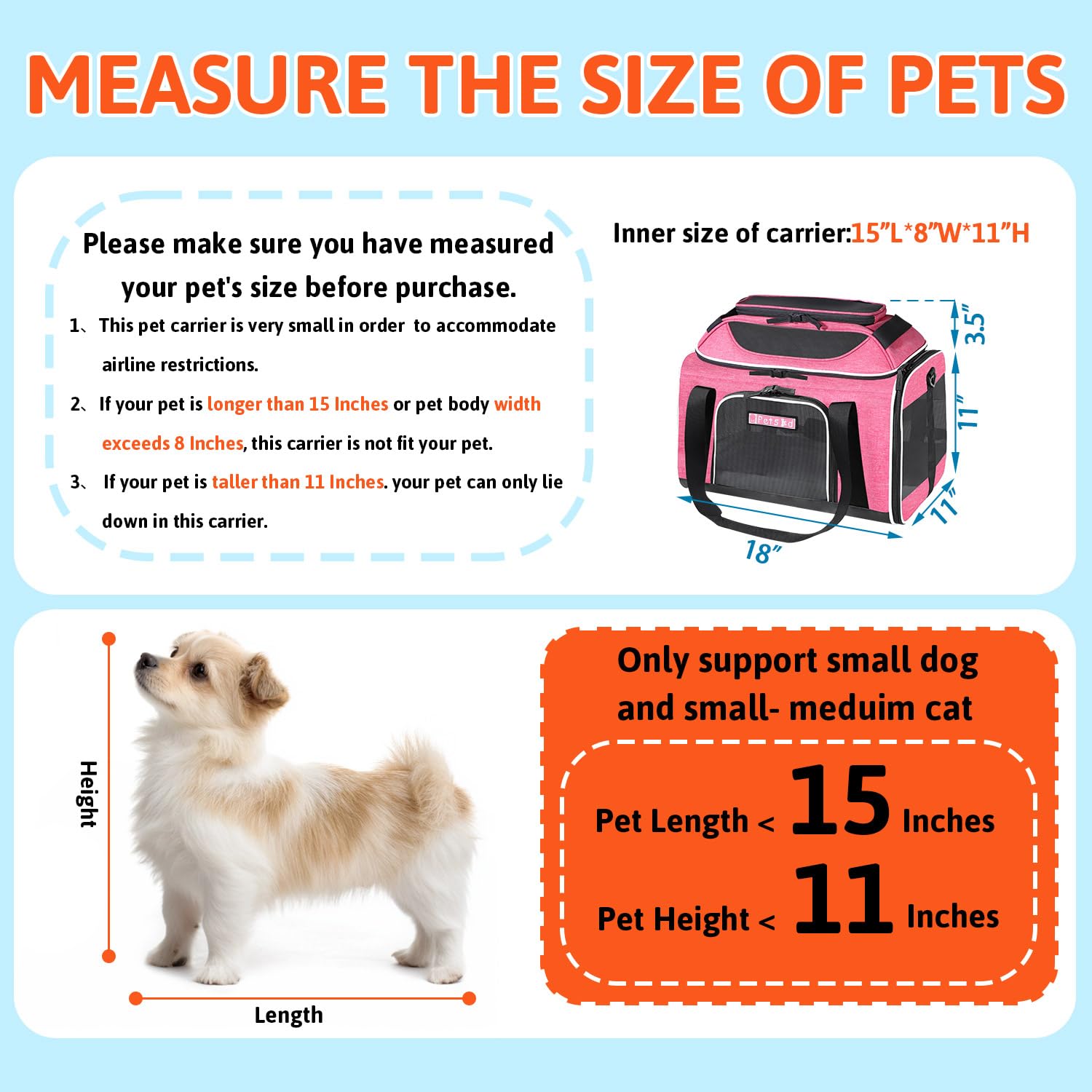 Petskd Top-Expandable Pet Carrier 18X11X11 Inches Delta American United Airline Approved, Soft-Sided Carrier For Small Cats And