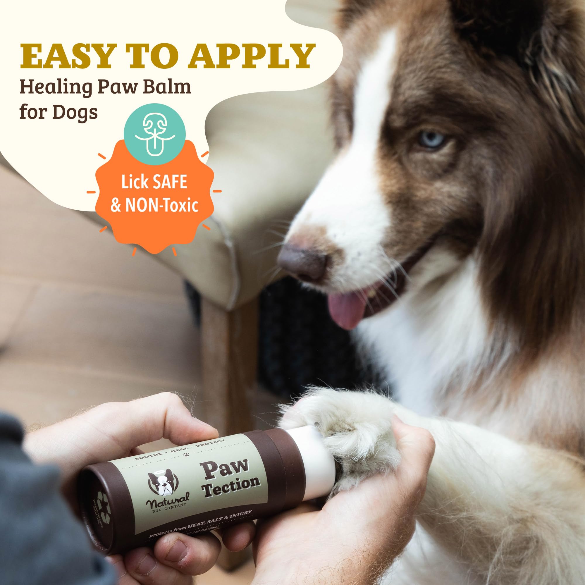 Pawtection Balm Stick For Dogs (2Oz) All-Natural, Lick-Safe Dog Paw Protector, Moisturizing Dog Paw Balm For Dry, Cracked Pads, Protects Paws From Winter Ice, Salt & Rough Terrain
