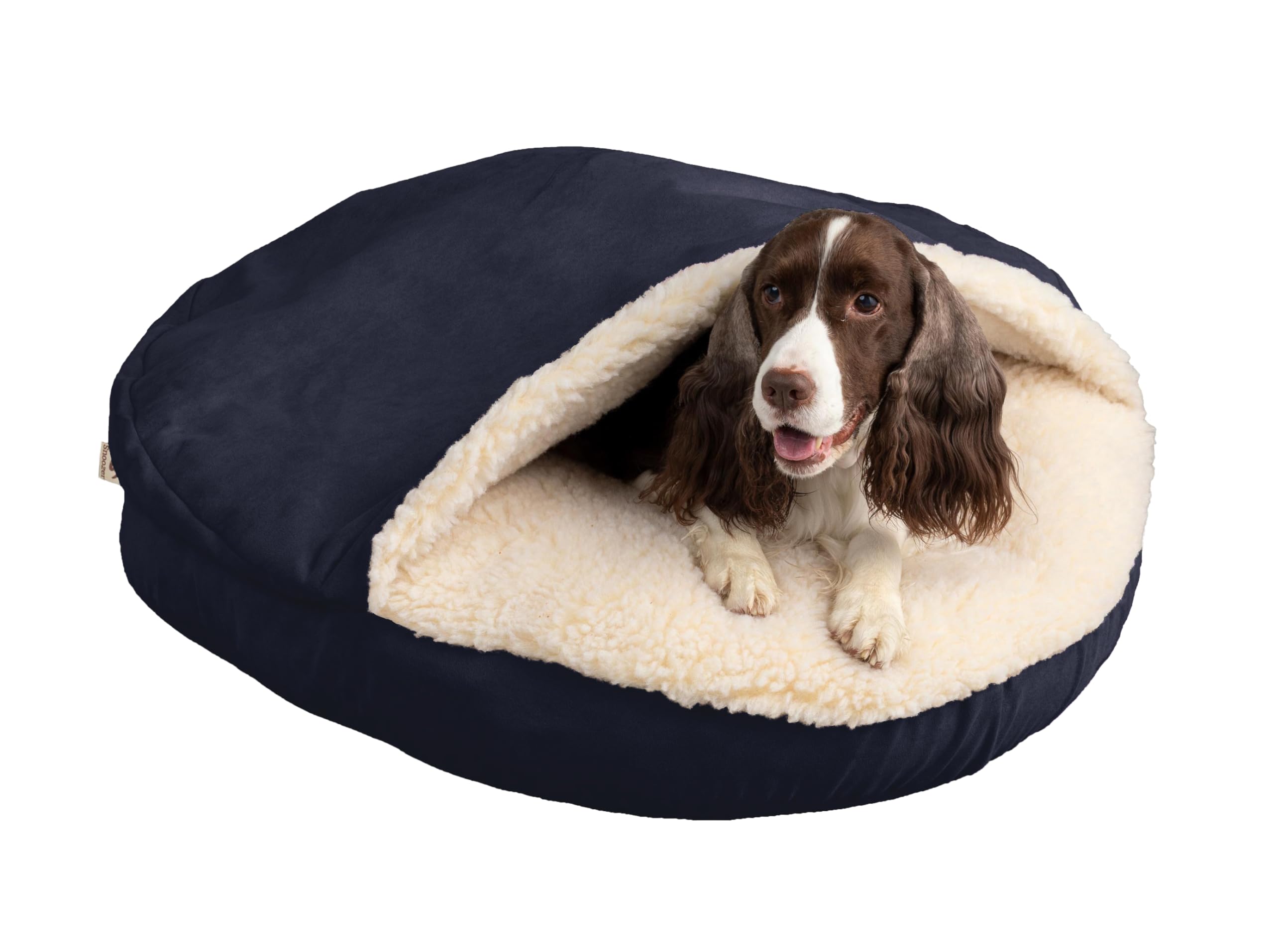 Snoozer Classic Poly-Cotton Cozy Cave Pet Bed, Large, Navy