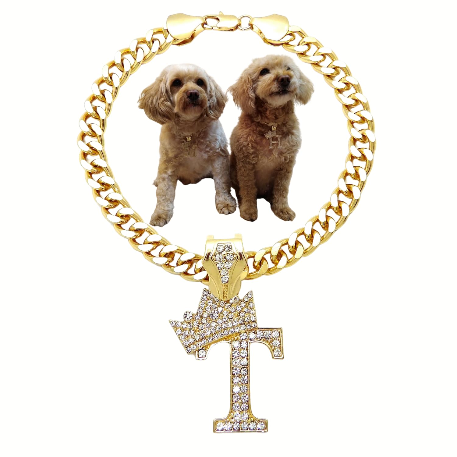 Initial Letter Cuban Chain Dog Chain Pet Chain Pet, Cat, Puppy Necklace (T, 28'')