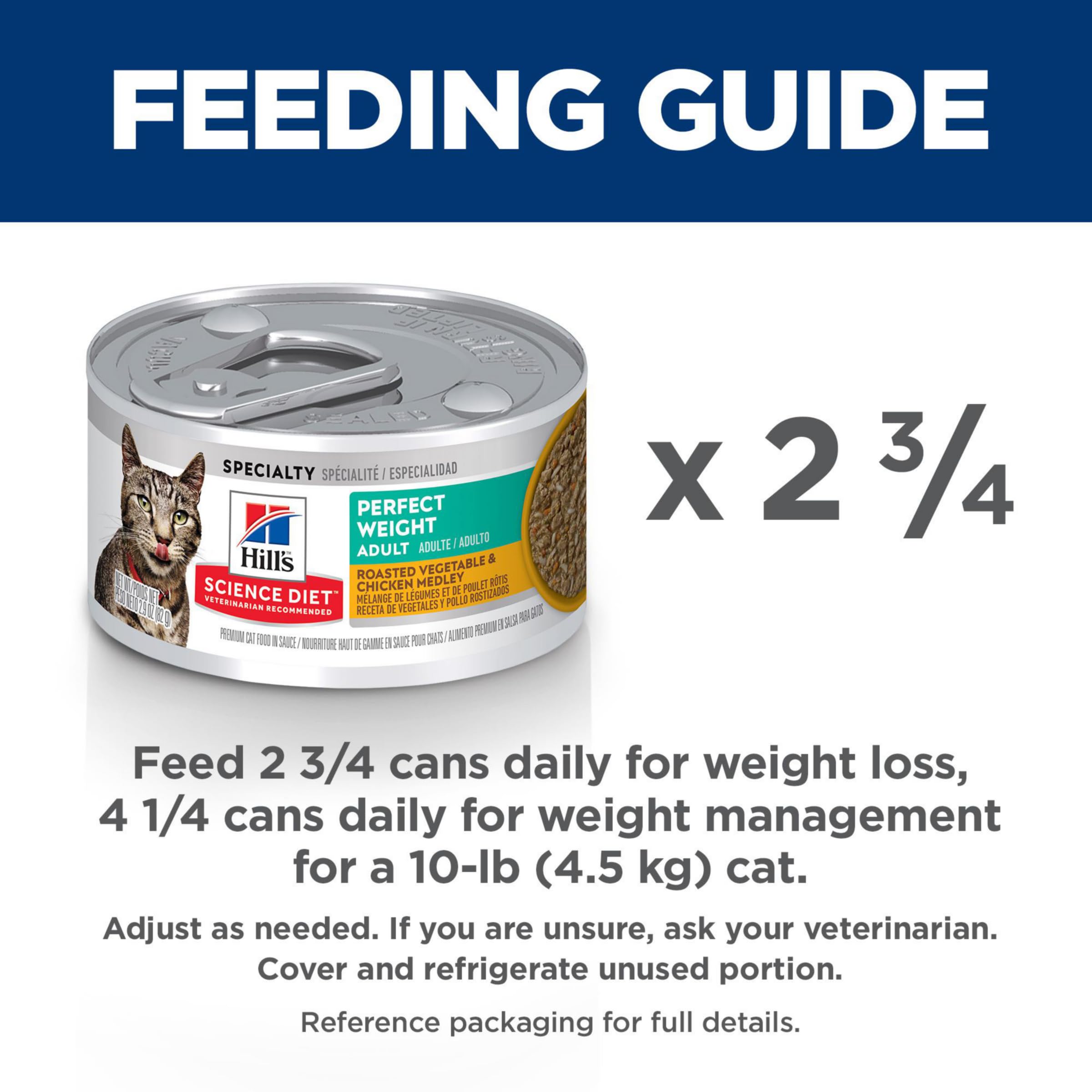 Hills Science Diet Perfect Weight, Adult 1-6, Weight Management Support, Wet Cat Food, Chicken & Roasted Vegetables Stew, 2.9 o