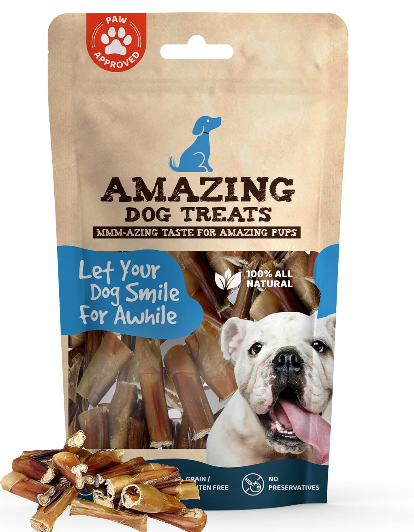 Amazing Dog Treats - Bully Stick Bites (1 Lb. Bag) Premium Dog Chews - Easily Digestible Bully Stick Dog Treat - 100% Beef Bully