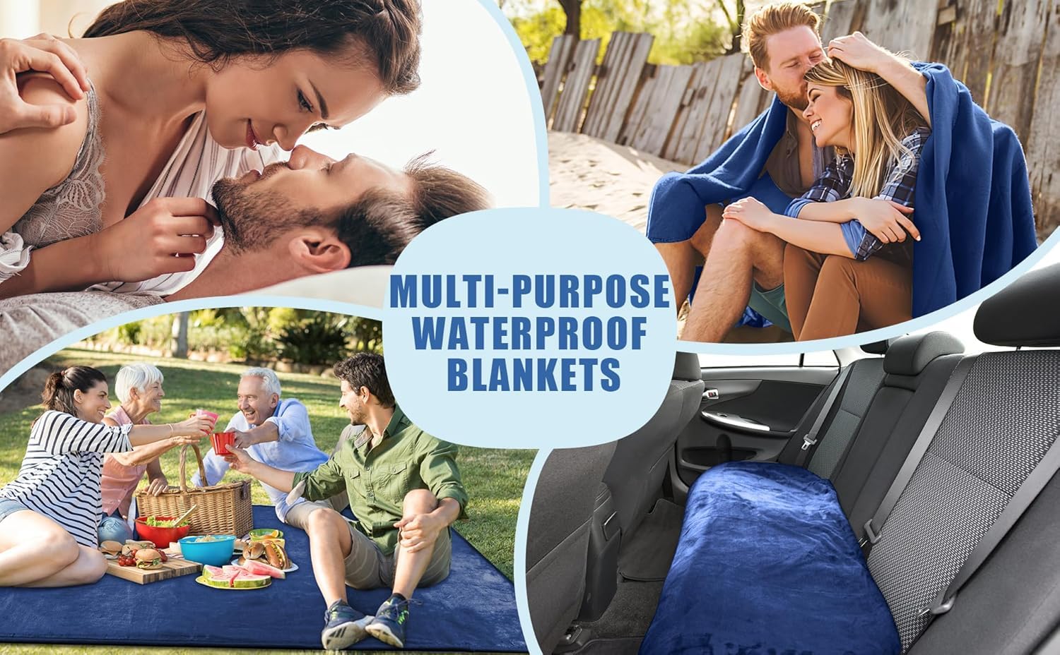 Bedding Aid Waterproof Flannel Blanket, Twin Size 60x80?, Navy Blue & Abyss Green, Leakproof Couples Love Blanket