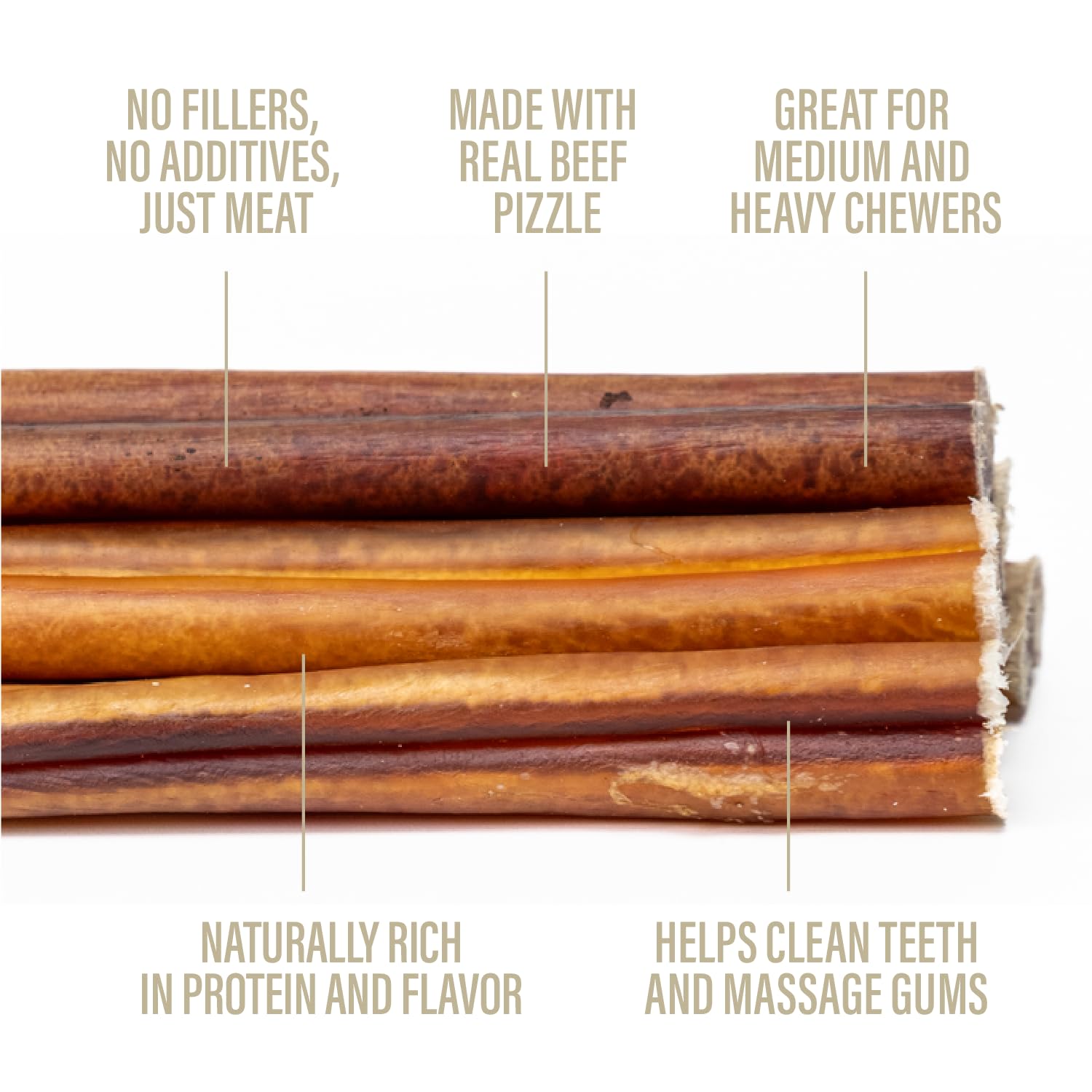 Chewers Joy Bully Sticks (8oz) - Natural Dog Treats - Single Ingredient Long-Lasting Chews, High Protein