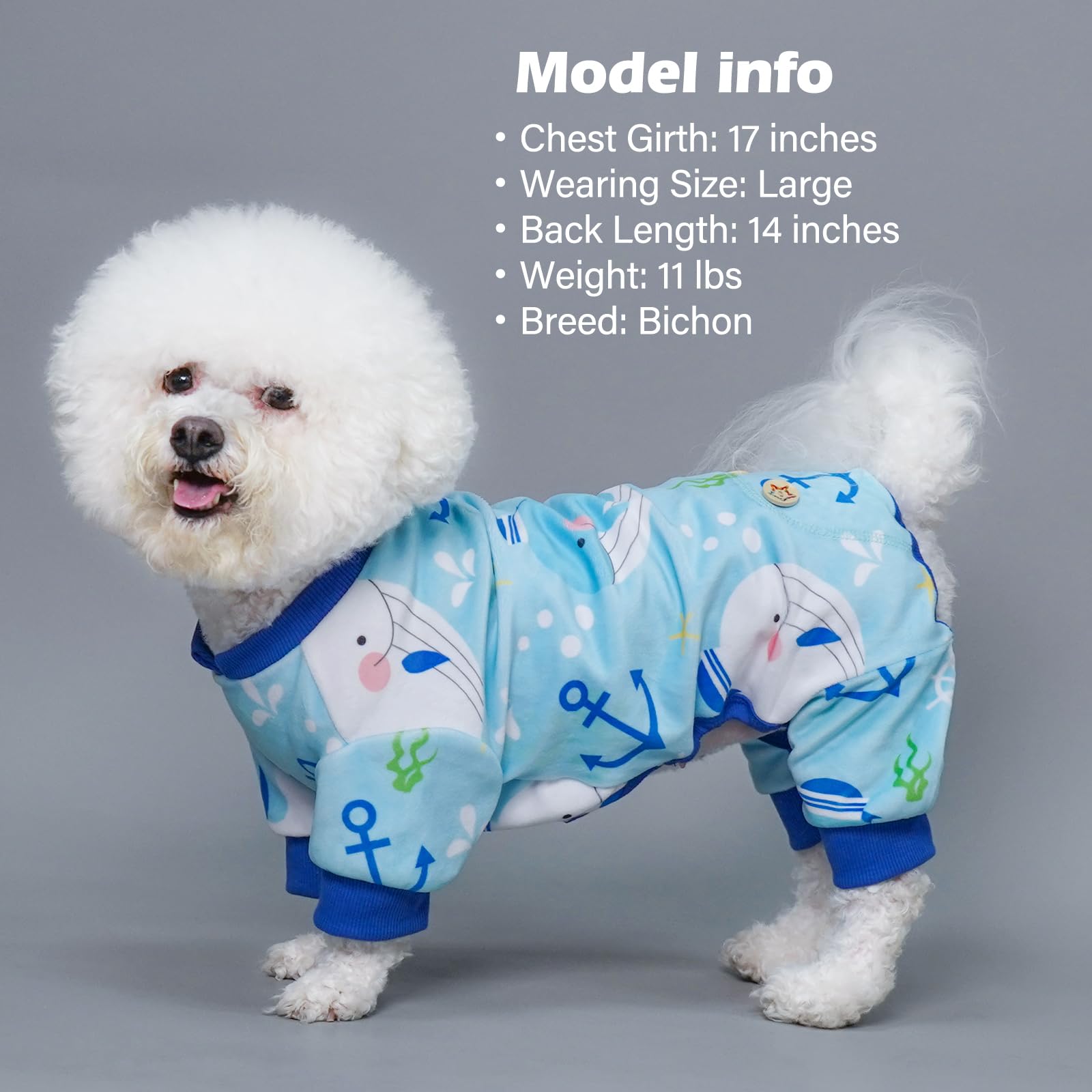Kyeese Dog Pajamas Whale Cat Clothes Stretchy Dog Surgery Recovery Suit Dog Body Suits After Surgery Dog Onesie Dog Coat Dog Pajamas For Small Dogs Dog Costume Dog Clothes Small Dog Pajamas