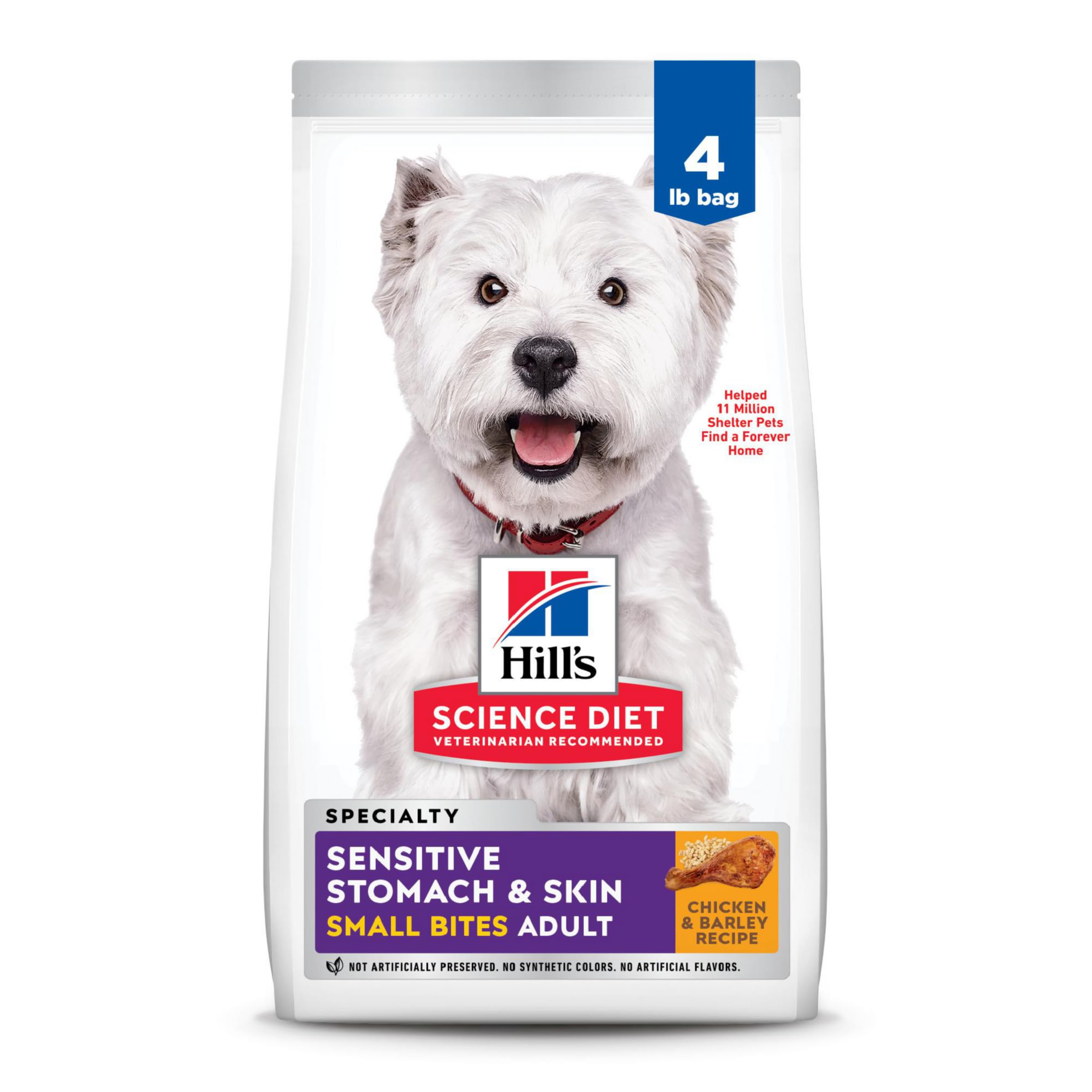 Hills Science Diet Sensitive Stomach & Skin, Adult 1-6, Stomach & Skin Sensitivity Support, Small Kibble, Dry Dog Food, Chicken
