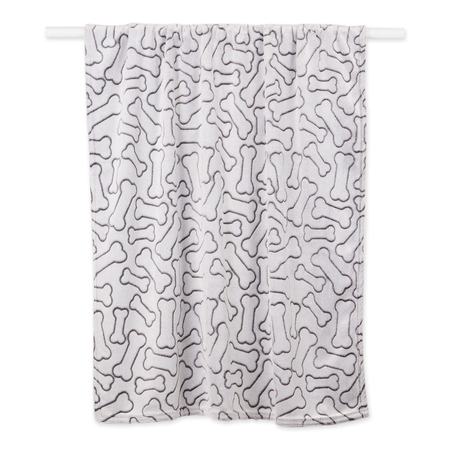 Bone Dry Embossed Bone Print Pet Blanket, 36x48, Black