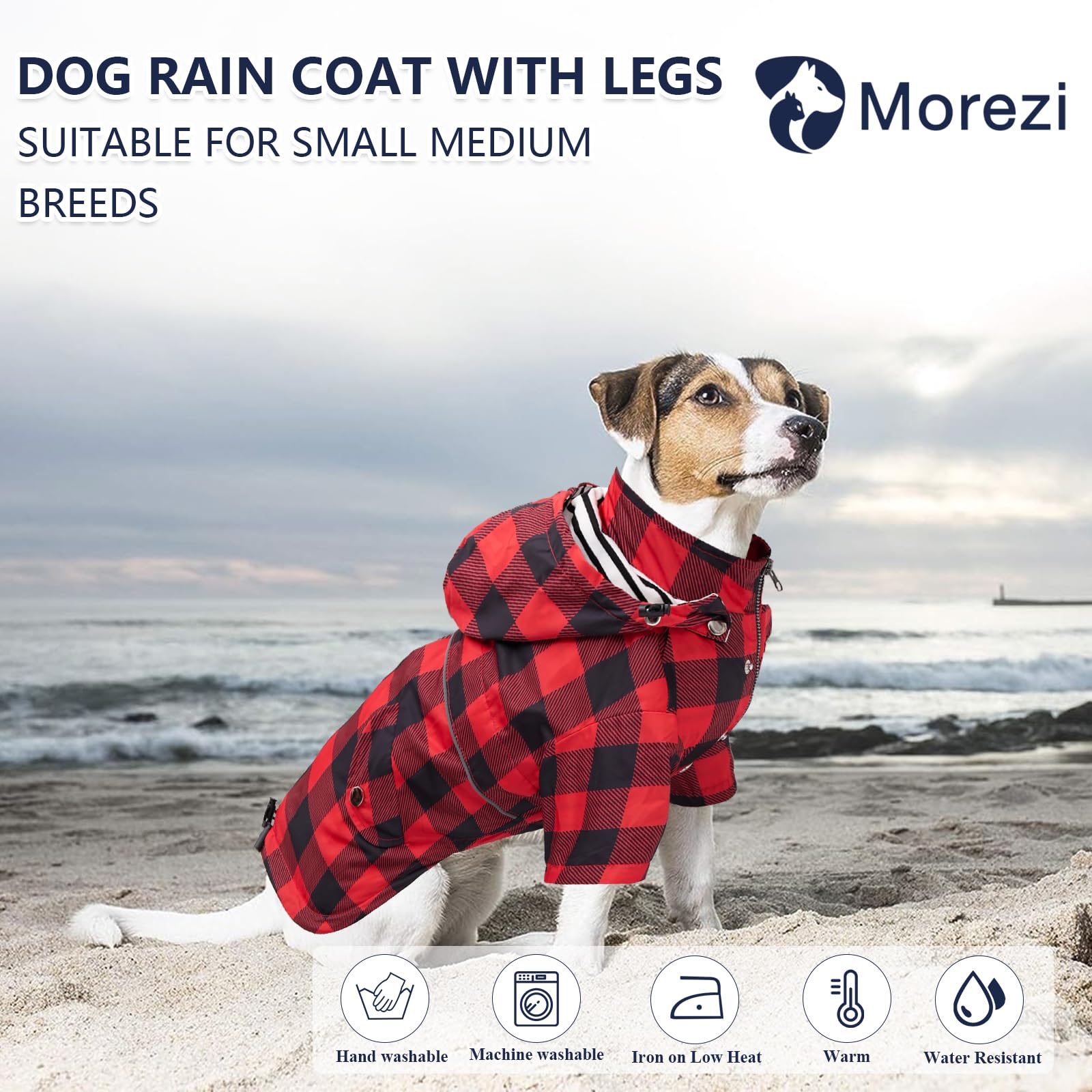 Dog Rain Coat Waterproof Raincoat Puppy Jacket With Legs Buttons Zipper Hood Drawstring Fit For Yorkie Terrier Schnauzer Poodle