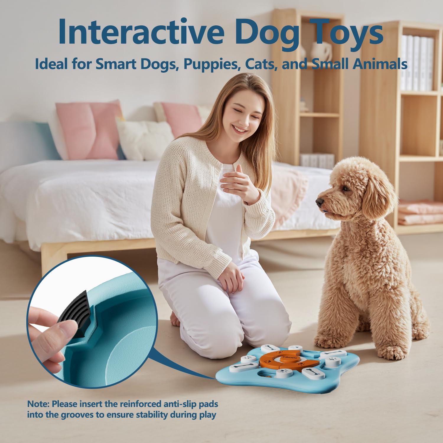 Foxmm Interactive Dog Treat Puzzle Toys For Iq Training & Mental Stimulating,Fun Slow Feeder,Large Medium Small Dogs Enrichment Toys With Squeak Design