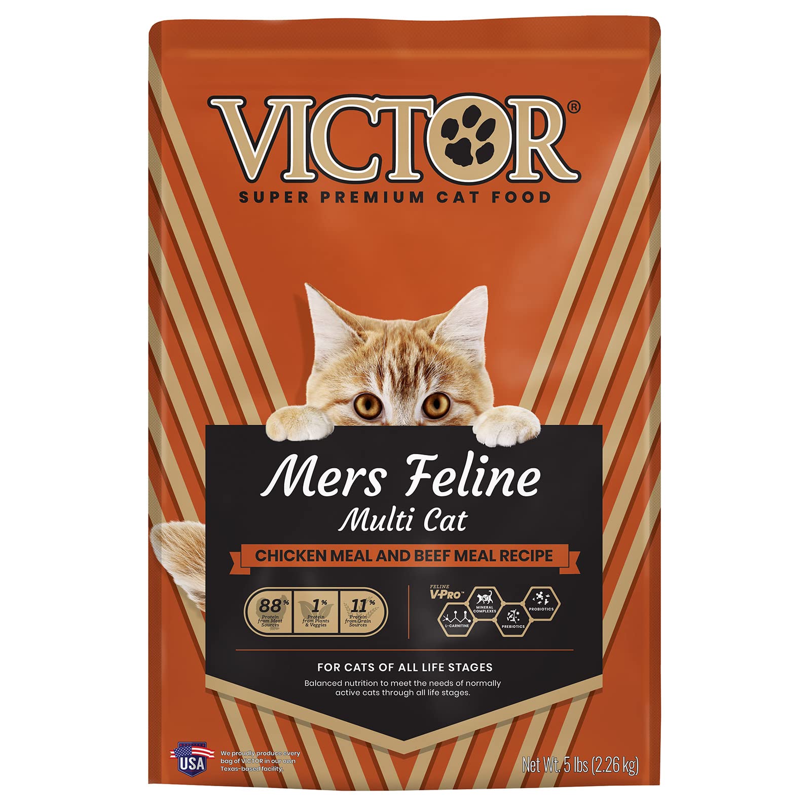 VICTOR Super Premium Cat Food - High-Protein Mers Feline Dry Cat Food with Chicken, Beef, Pork and Fish Meal for Normally Active