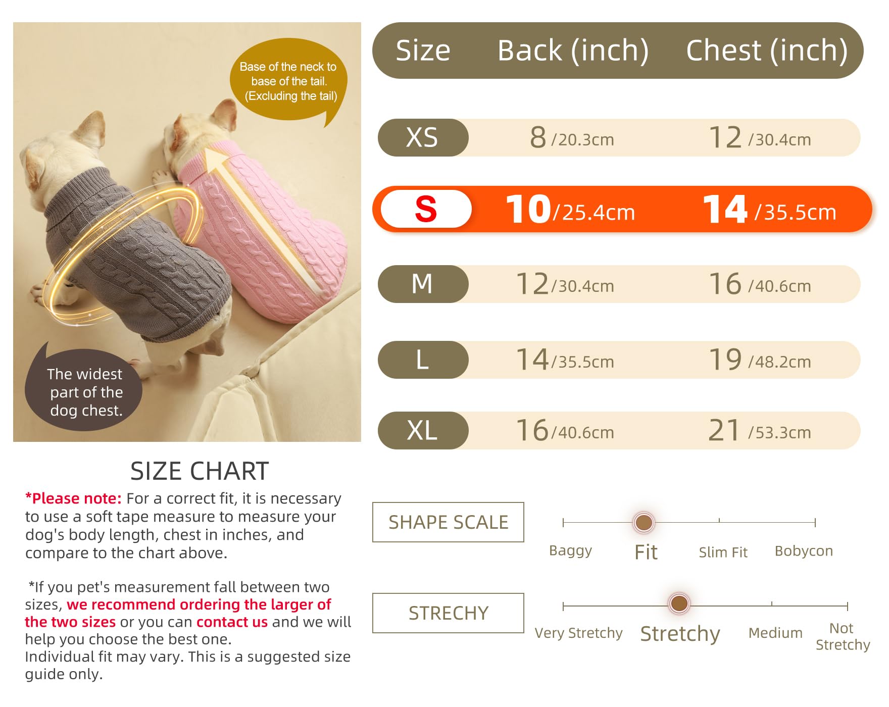 Roseelk 2 Pack Dog Sweaters For Small Dogs - Puppy Medium Warm Clothes In Winter, Turtleneck Pullover Design For Boy Girl Pet, Doggie, Cat, Kitten Chihuahua Bulldog Pug Beagles (S, Red, Beige)