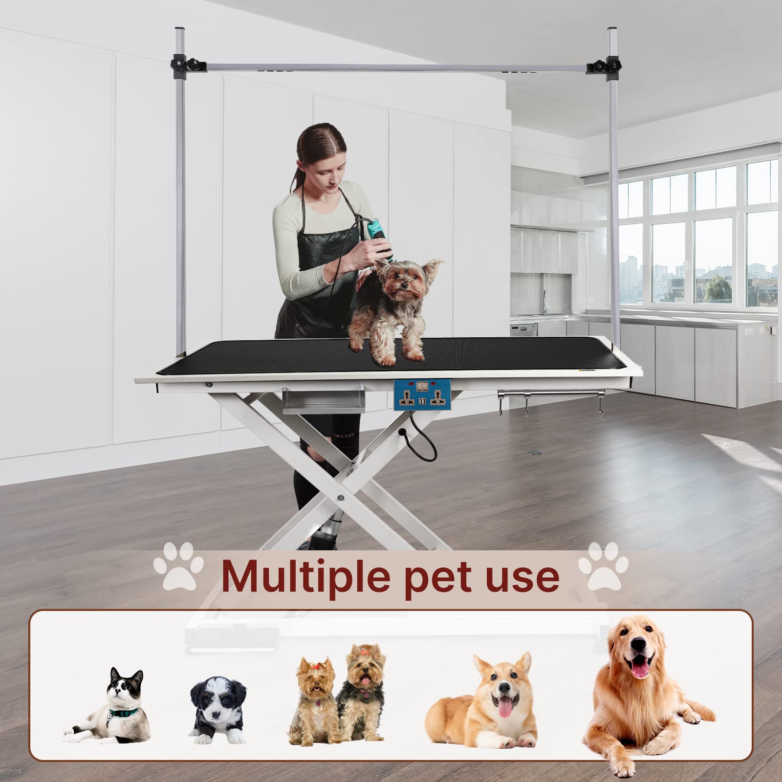 Pupihom 50 Electric Lift Pet Dog Grooming Table For Small Medium Large Dogs, Heavy Duty Professional Large Drying Table With Adj