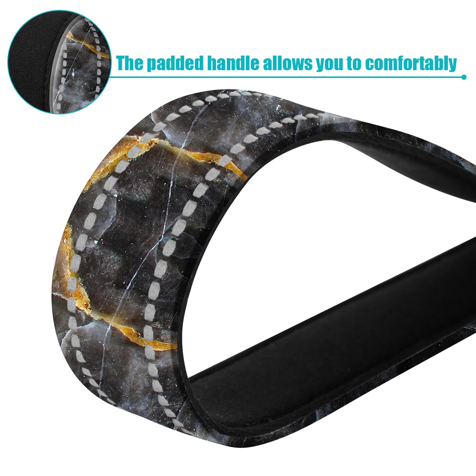 Black Marble Nylon Short Dog Leash For Training Control - Reflective, Padded Handle For Large & Medium Dogs