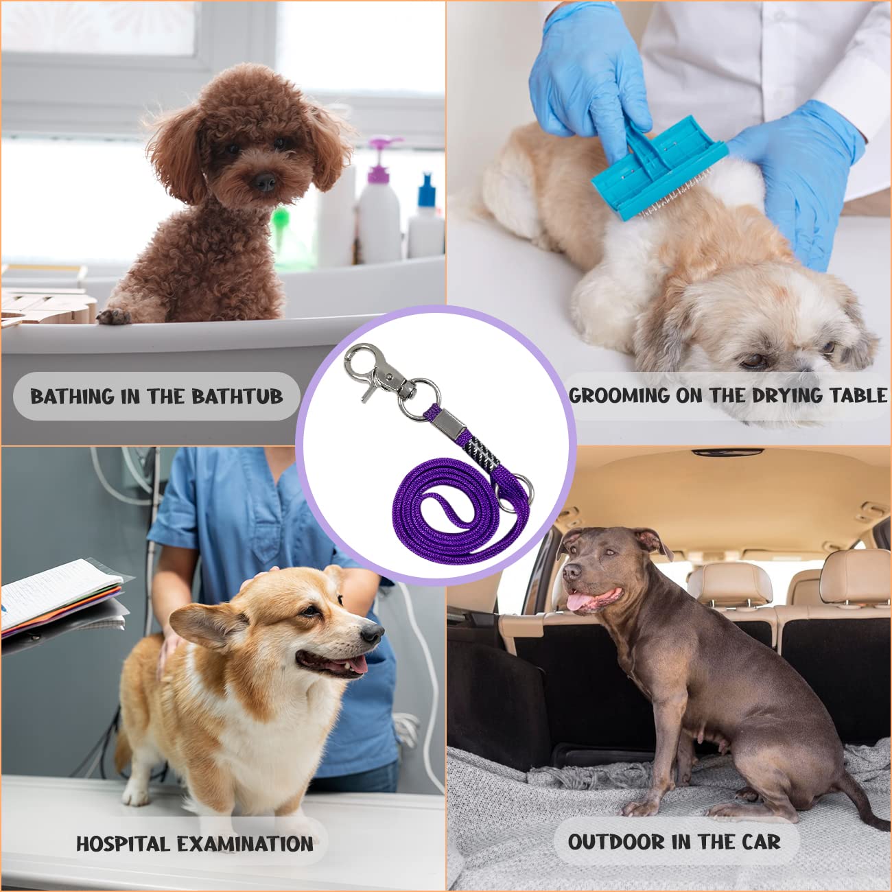 Hhimyoct Pet Grooming Loop For Dogs - Nylon Restraint Noose Adjustable Slip Rope Dog Grooming Supplies For Dog Grooming Arm And