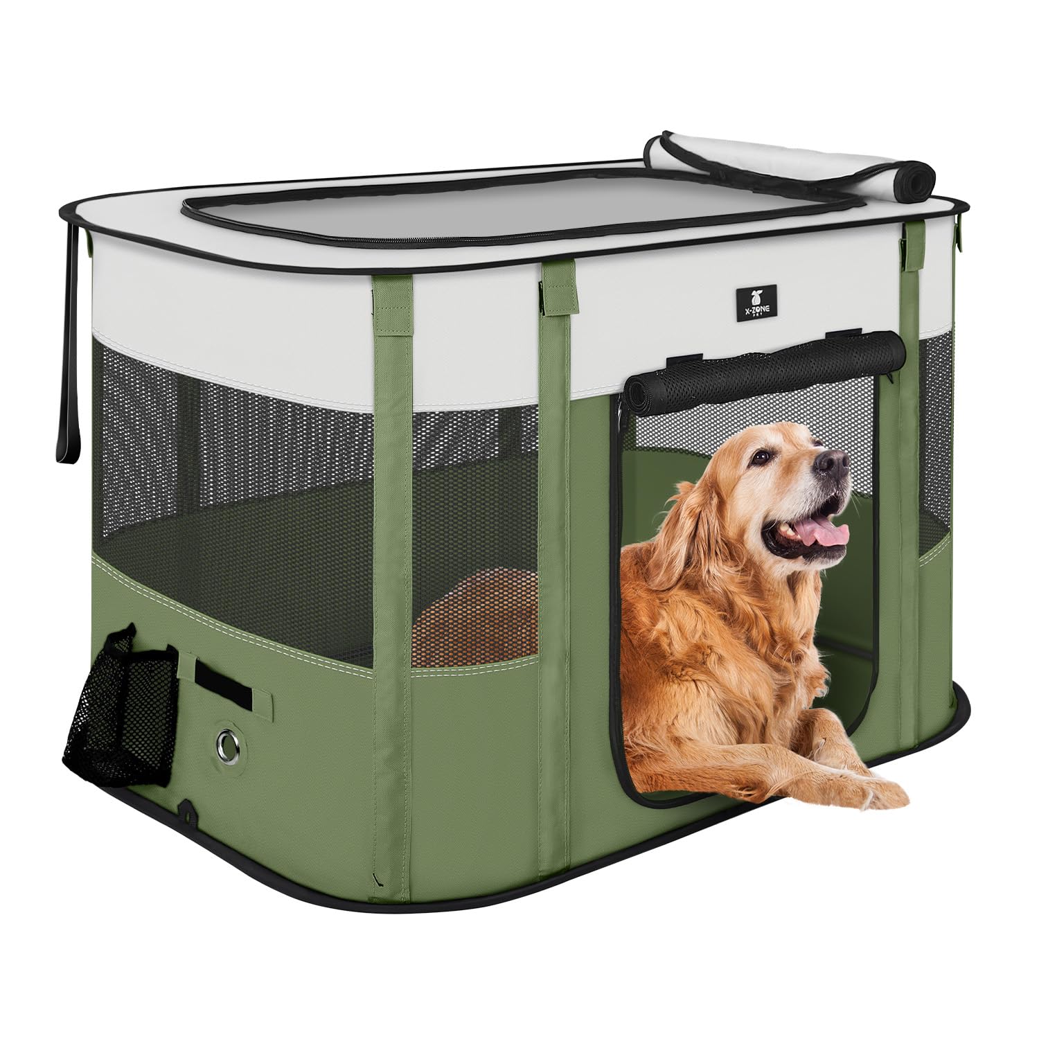 X-Zone Pet Dog Playpen, Puppy Cat Play Pen Portable Foldable Indoor/Outdoor Tent Crate Cage, Portable Pet Crate Large Size Green