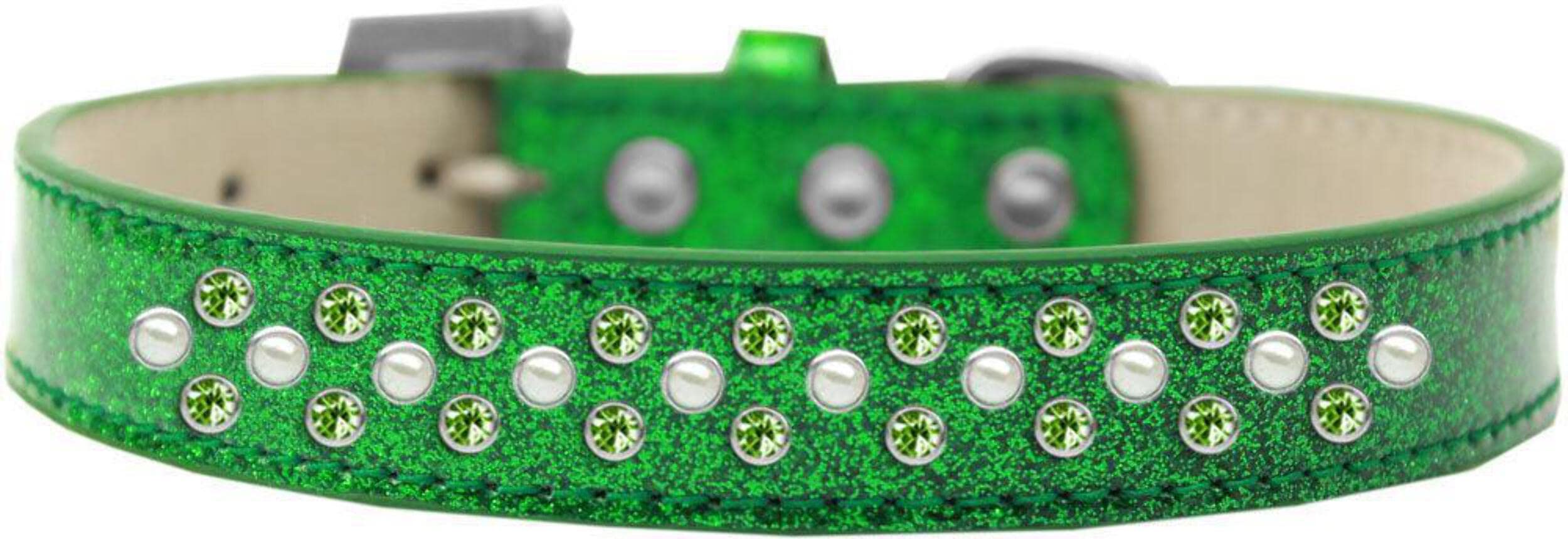 Mirage Pet Products Sprinkles Ice Cream Dog Collar with Pearl and Lime Green Crystals, Size 14, Black