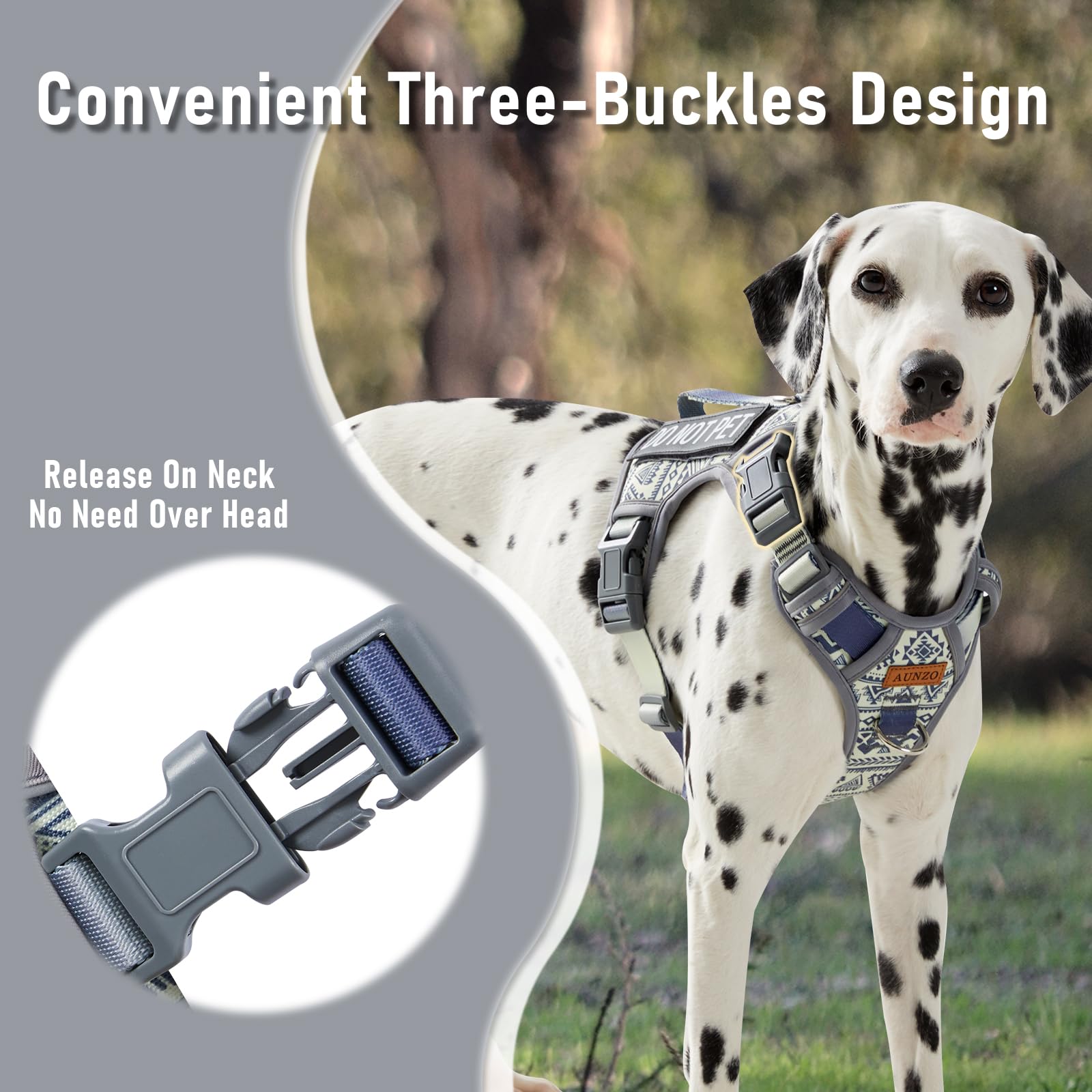 Heavy Duty No Pull Tactical Dog Harness For Large Dogs, Labrador Golden Retriever German Shepherd, Adjustable Soft Padded Dog Ve