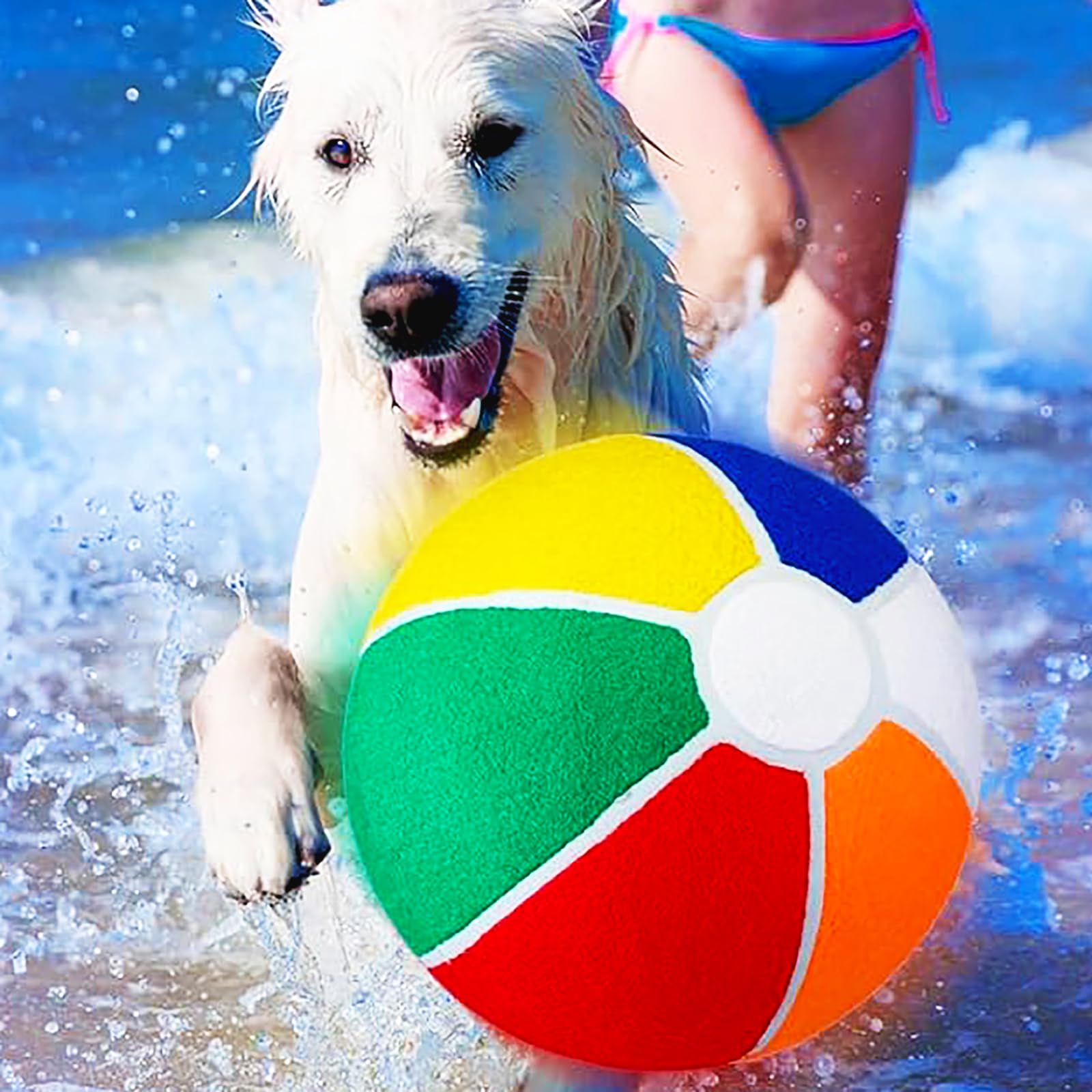 Shappy Dog Water Toys Giant Pet 9. 5' Beach Ball Pool Toys Tennis Materials Dog Ball With Air Pump Large Pet Toy Funny Outdoor 