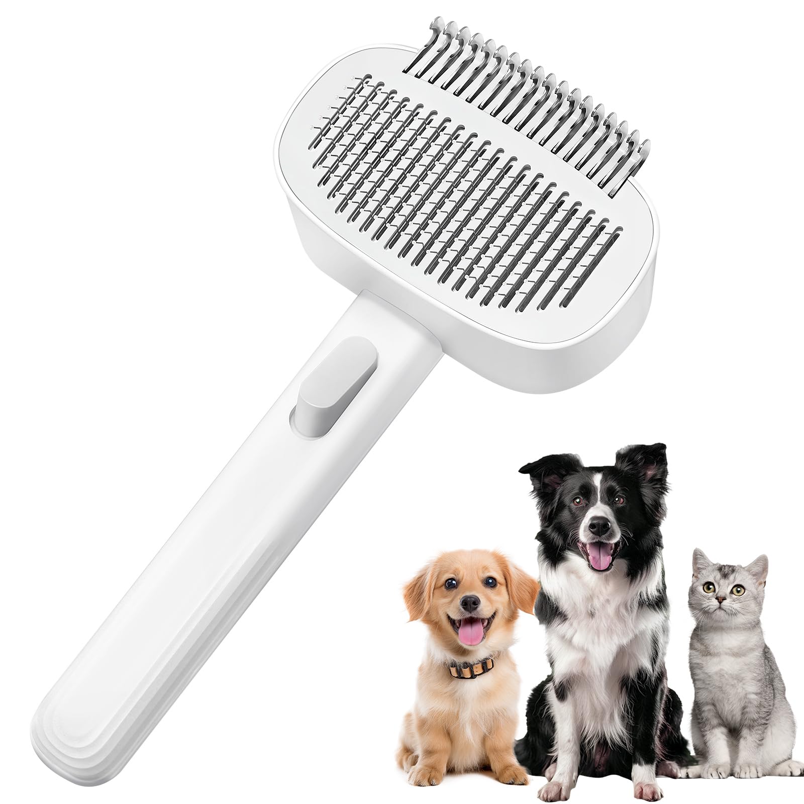 Moesoce 2-In-1 Deshedding Brush & Dematting Comb For Cats, Cat Brush For Long Haired Cats, Effectively Removes Matted Fur & Tang