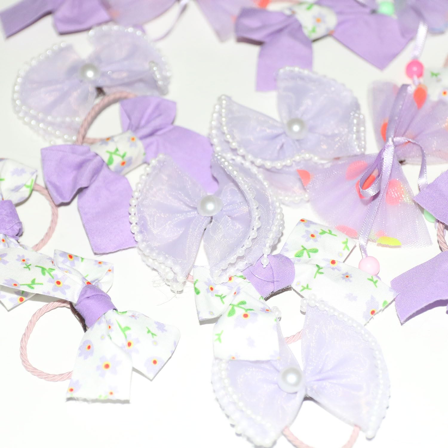 Zaabaazina 20Pcs Purple Dog Hair Bows For Small Dogs - Yorkie Puppy Hair Accessories With Rubber Bands, Cute Bowknot Hair Clips