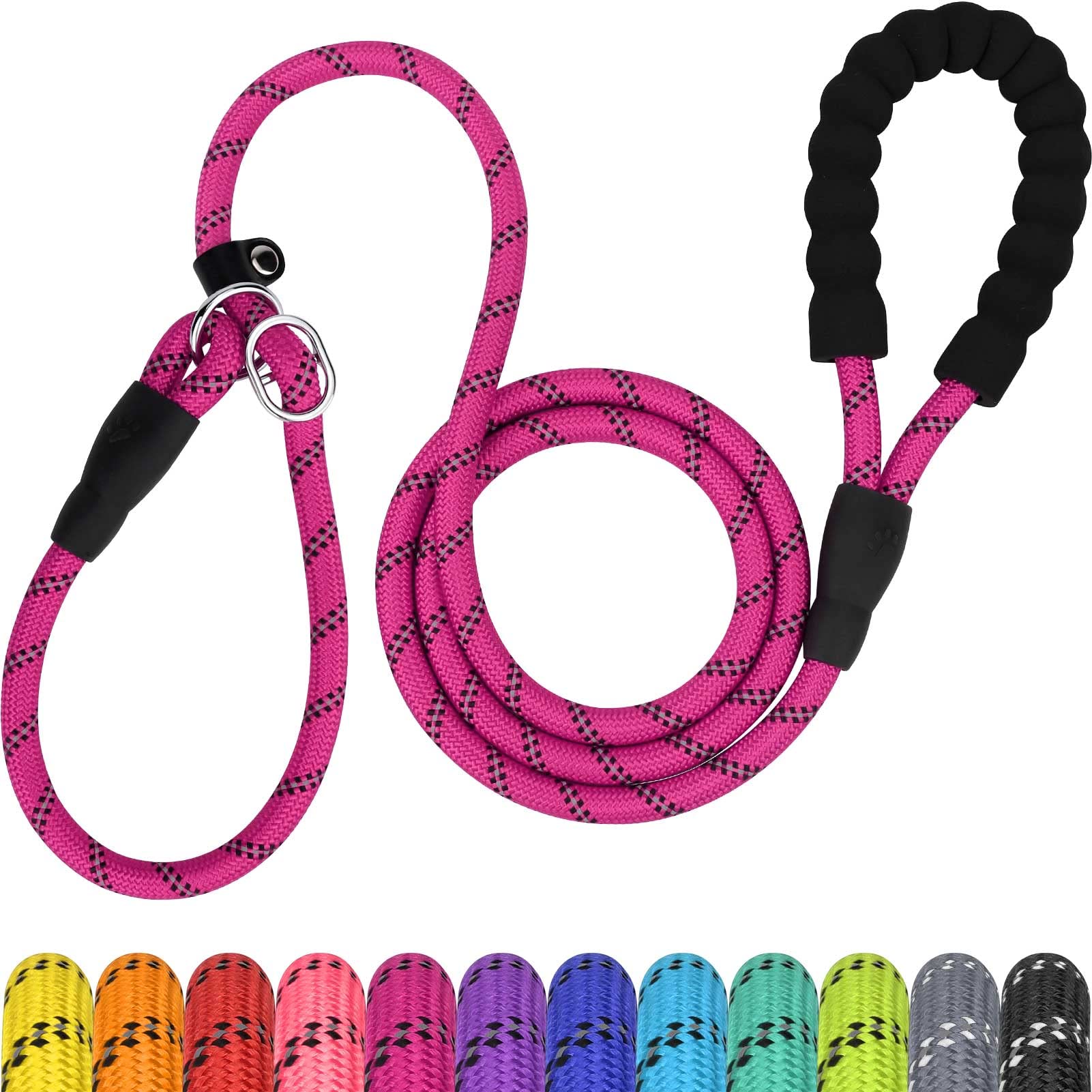 Tagme Slip Leads For Dogs, 6 Ft Heavy Duty Slip Leash With Padded Handle, Strong Rope No Pull Pet Training Leash For Large Dogs,