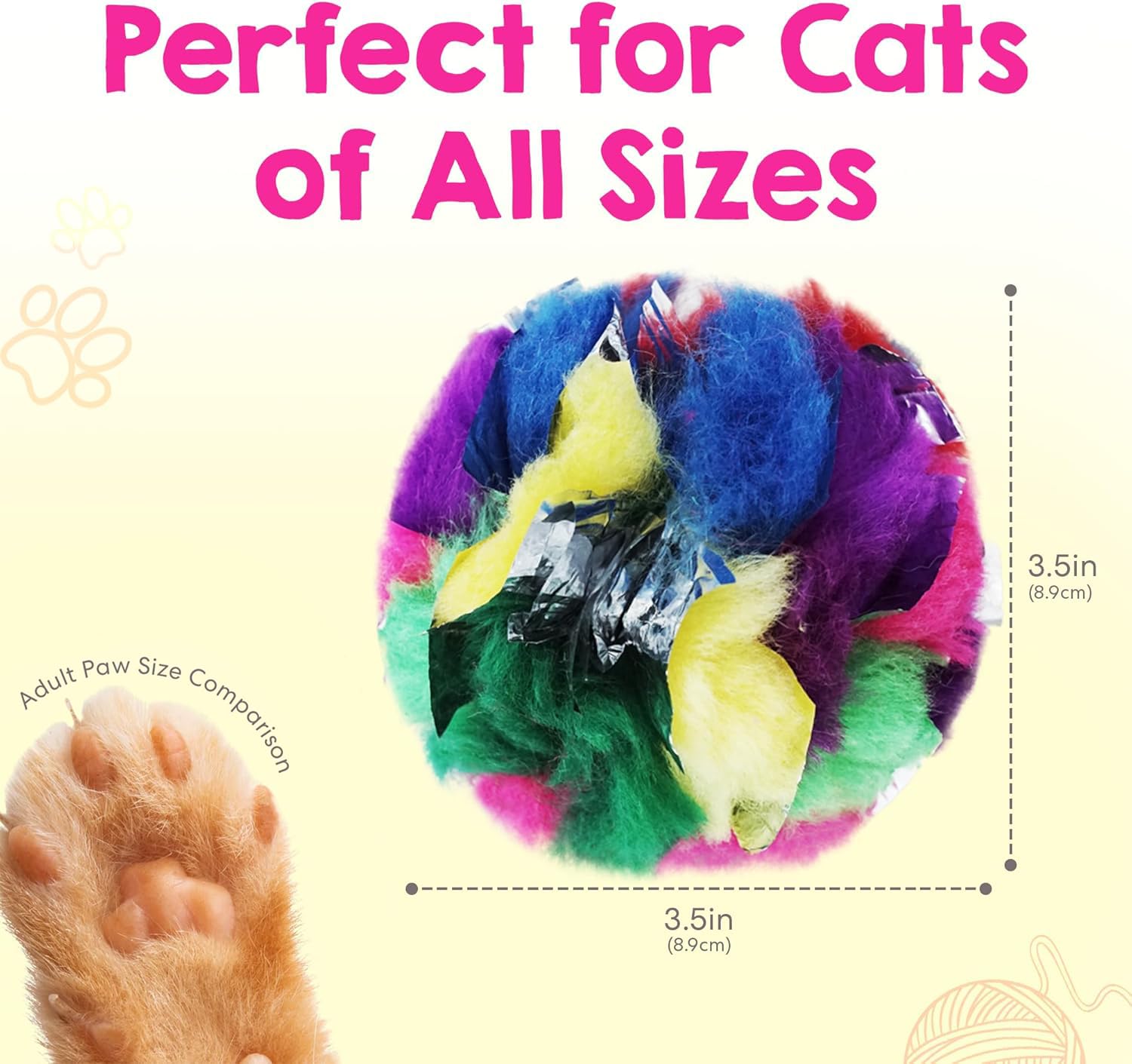 Jumbo Cat Crinkle Ball (12-Pack) - 3.5 Lightweight Crinkle Cat Toy For Indoor Cats - Safer Than Foil And Mylar Balls - Irresis