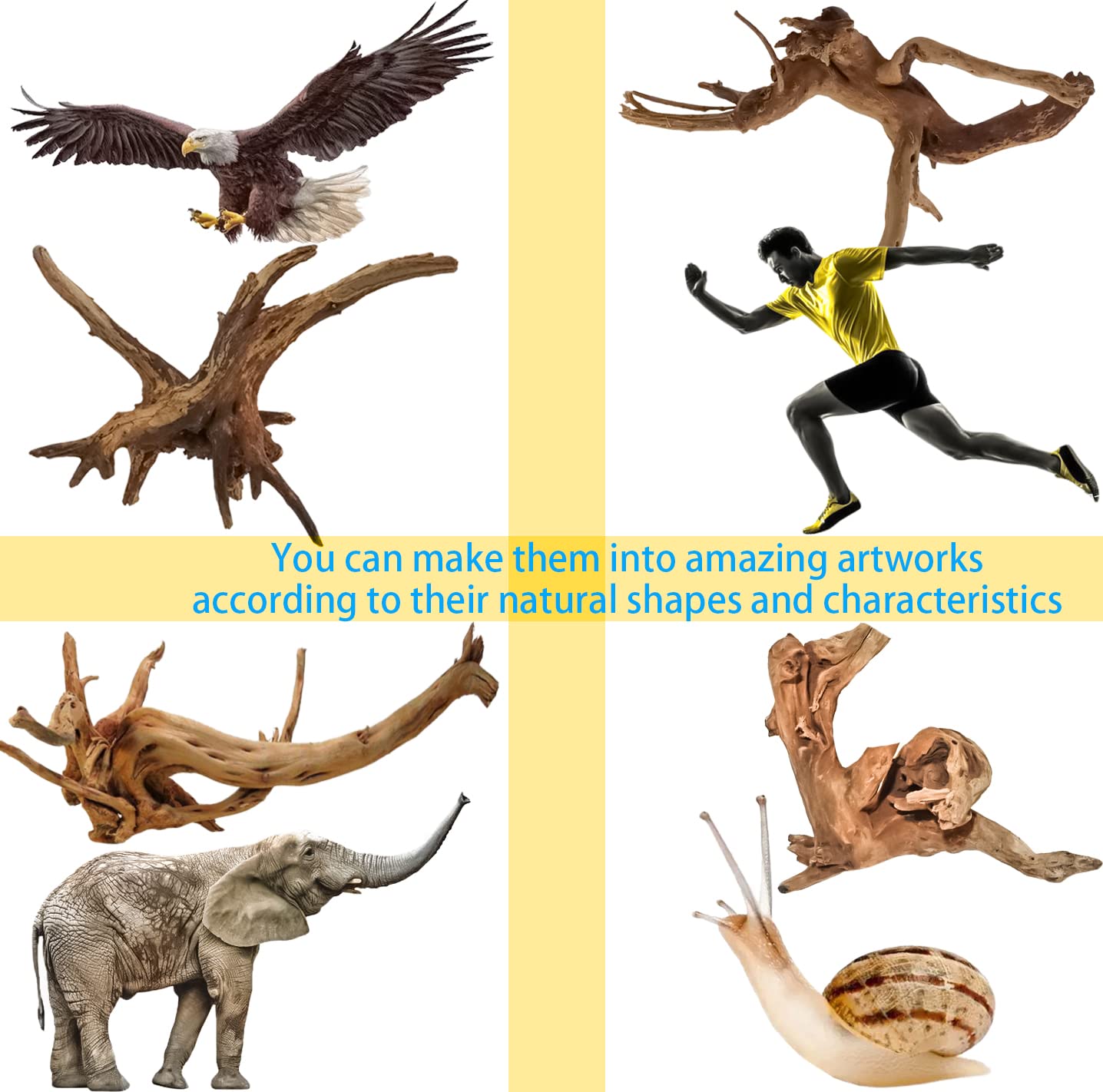 Vmiapxo 8 Pieces Natural Driftwood For Aquarium Decor, Assorted Sinkable Spider Wood, Reptile Drift Wood Branches Fish Tank Deco