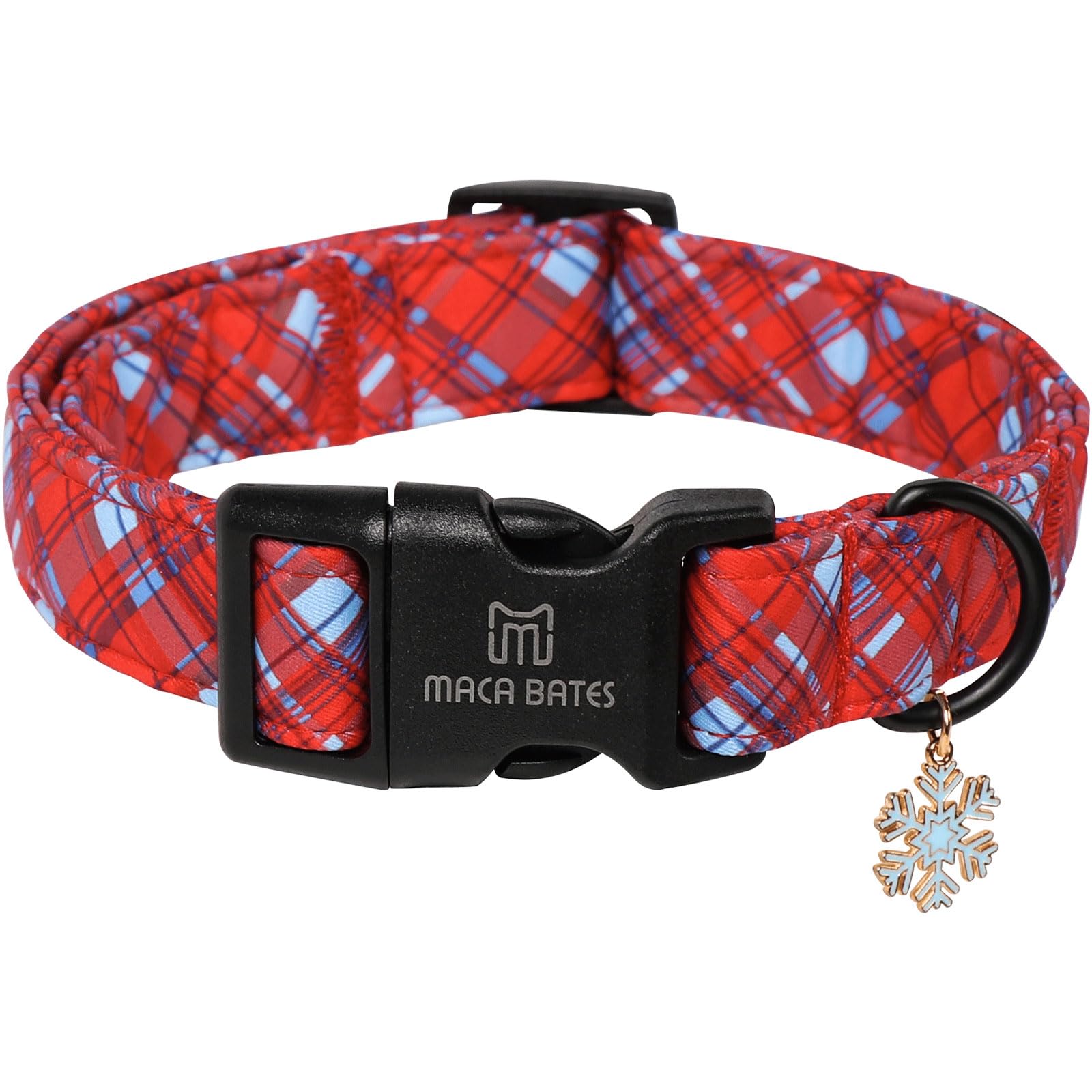 Maca Bates Christmas Twill Tartan Red And Blue Plaid Dog Collar Blue Puppy Collars Durable Soft Adjustable Birthday Gift For Xs 