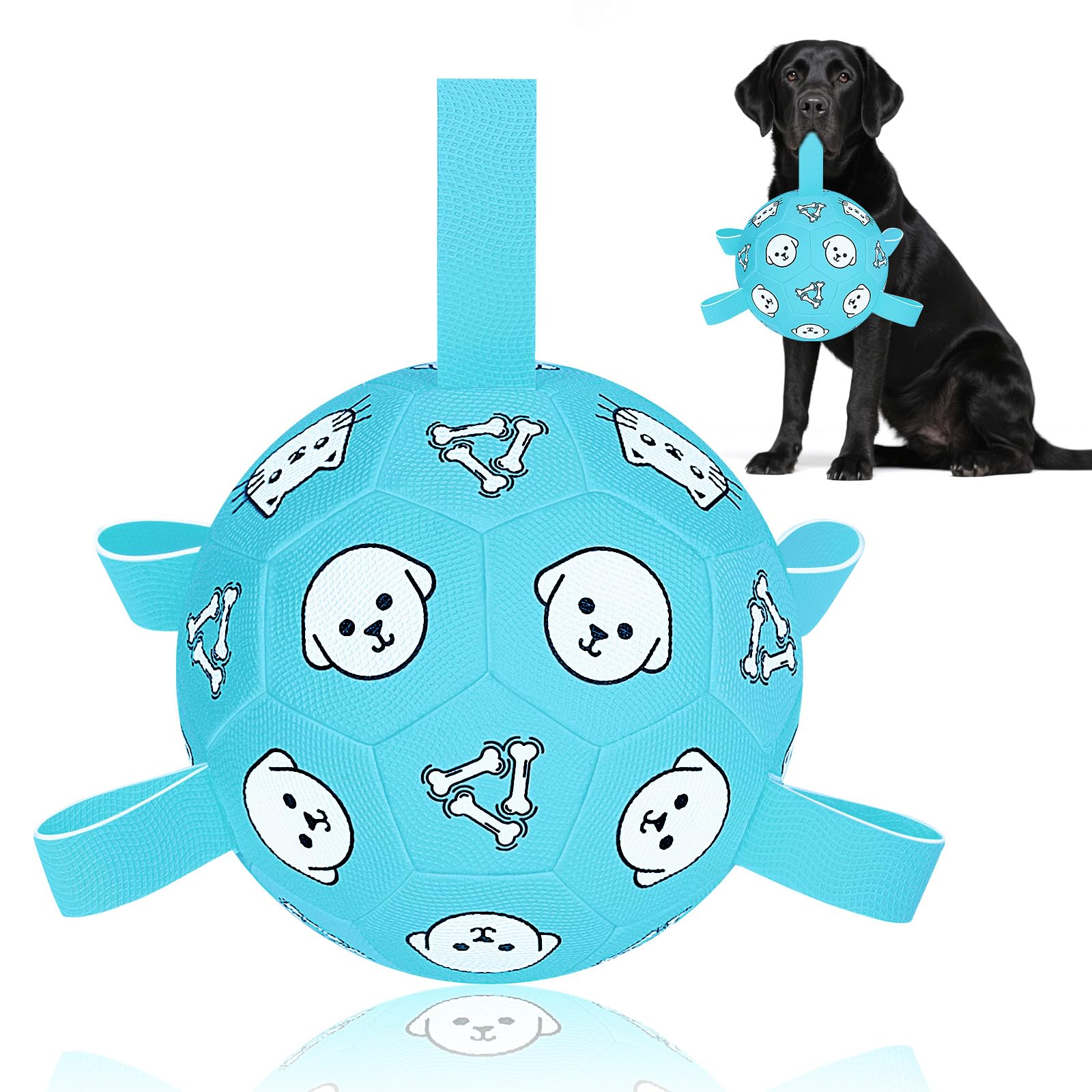 WYNTRIUM Dog Toy Soccer Ball with Grab Tabs, Durable Dog Soccer Ball, Dog Birthday Toys for Medium & Large Dogs, 8 Inch