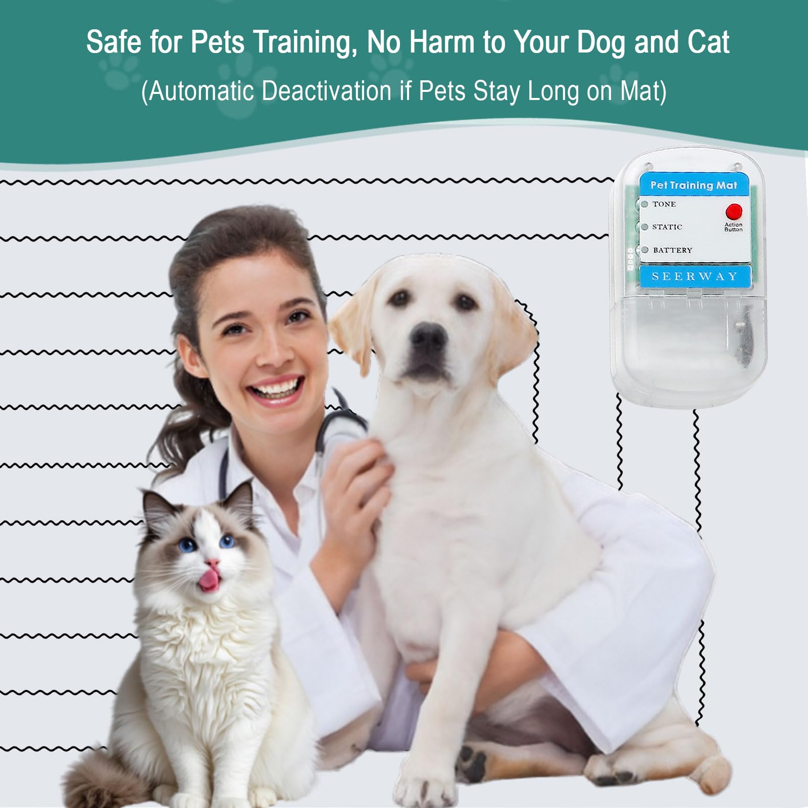 SEERWAY 2-Piece Electric Pet Training Mats - Extra Long & Wide Sizes (60x12    & 30x16   ), Shock Pads to Keep Dogs/Cats Off Fur