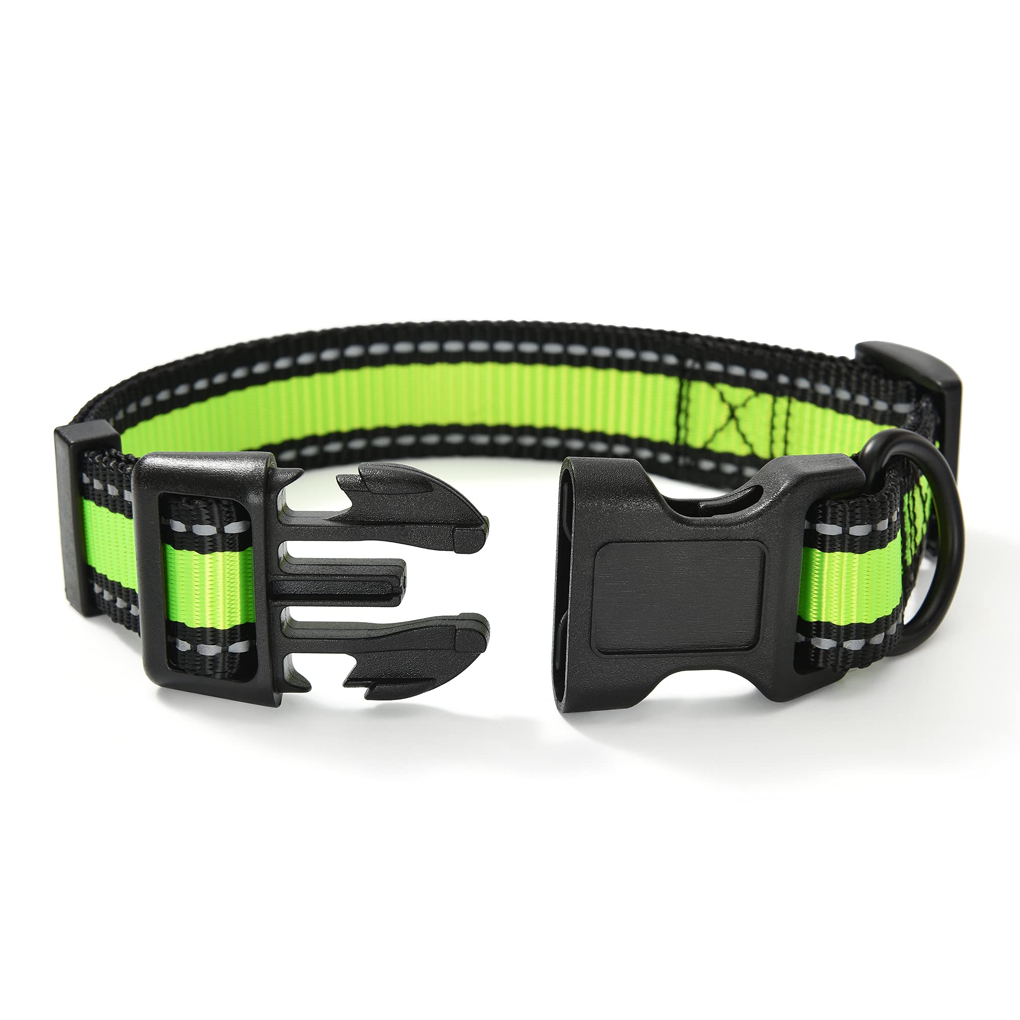 Mile High Life Dog Collar | Nylon Reflective Dog Collars | Light Weight Puppy Collars | Lime Green Dog Collars For Large Dogs (L