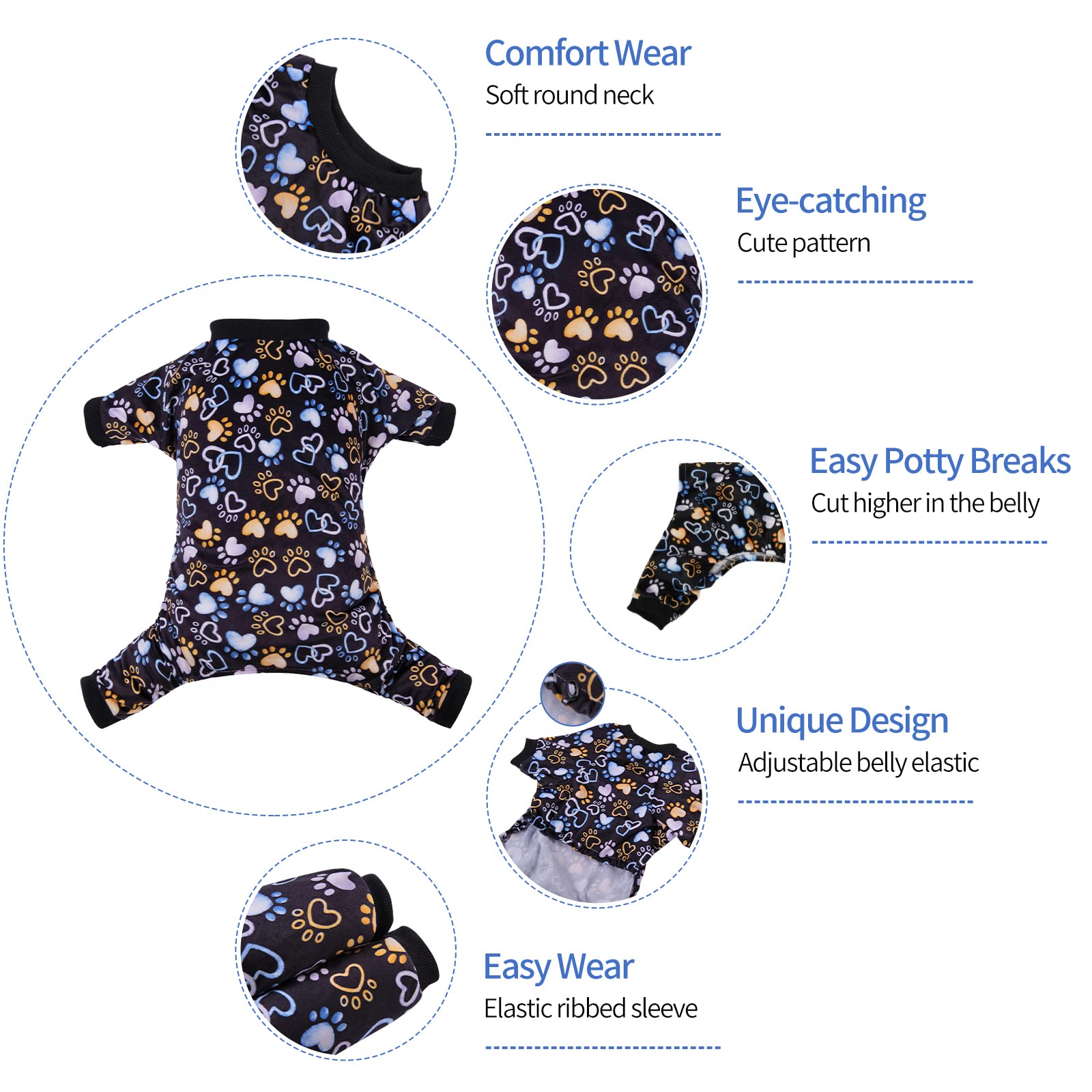 Cutebone Footprints Of Love Dog Pajamas Soft Puppy Pjs For Small Dogs P220M