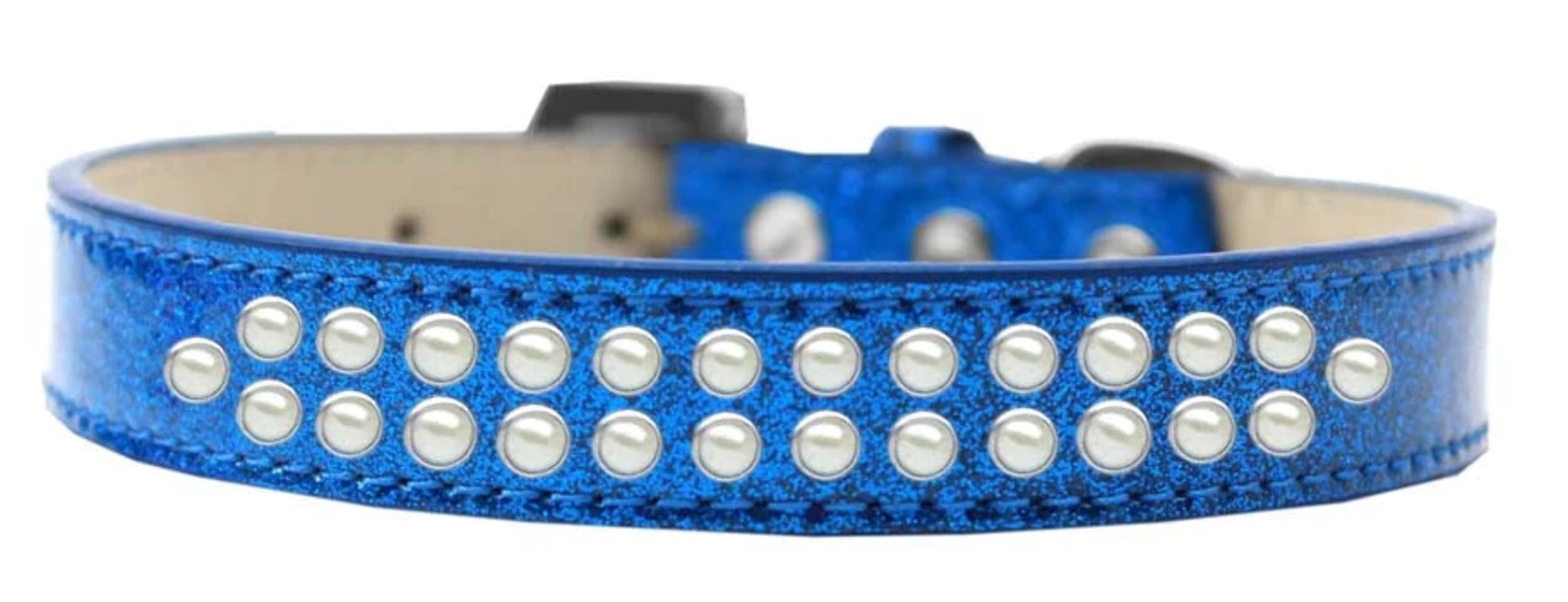 Dog, Puppy & Pet Ice Cream Collar, Two Row Pearl Rimsets Gold 14