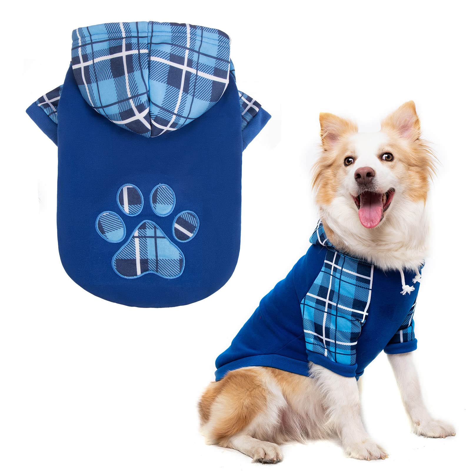 Plaid Dog Hoodie Pet Clothes Sweaters With Hat Large (Pack Of 1)