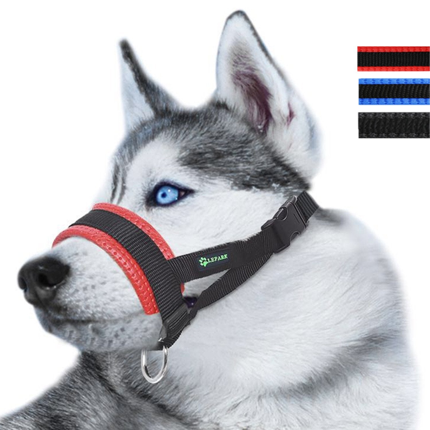 Nylon Dog Muzzle for Small,Medium,Large Dogs Prevent from Biting,Barking and Chewing,Adjustable Loop(L/Red)
